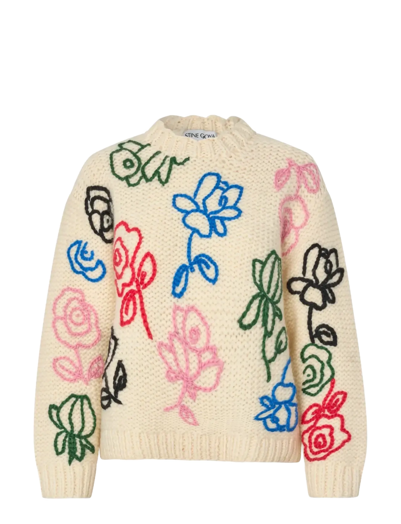 STINE GOYA 2497 Handknit, Handknit Sweater - Pullover - MULTIFLOWERS / cream