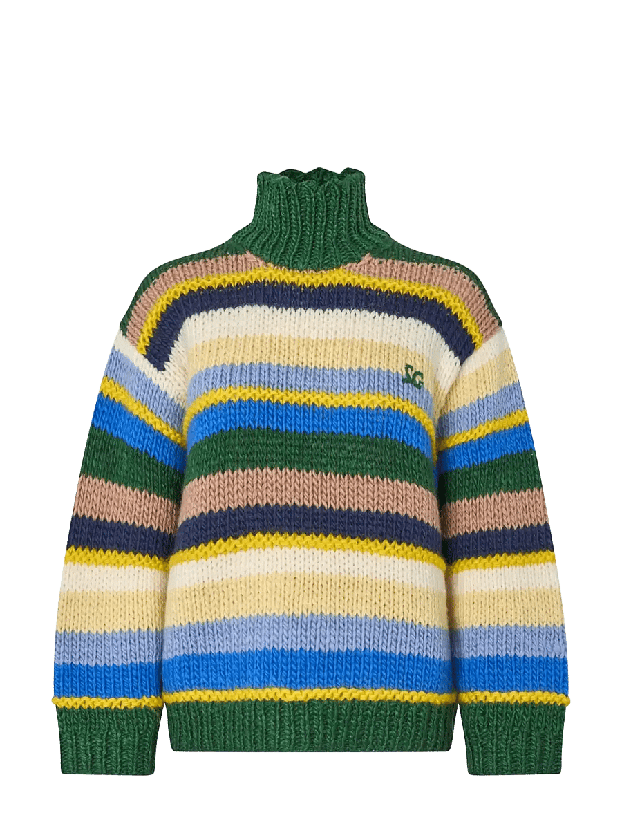 STINE GOYA - 2497 Handknit, Handknit Turtleneck - pullover - bold multi-stripes - 1