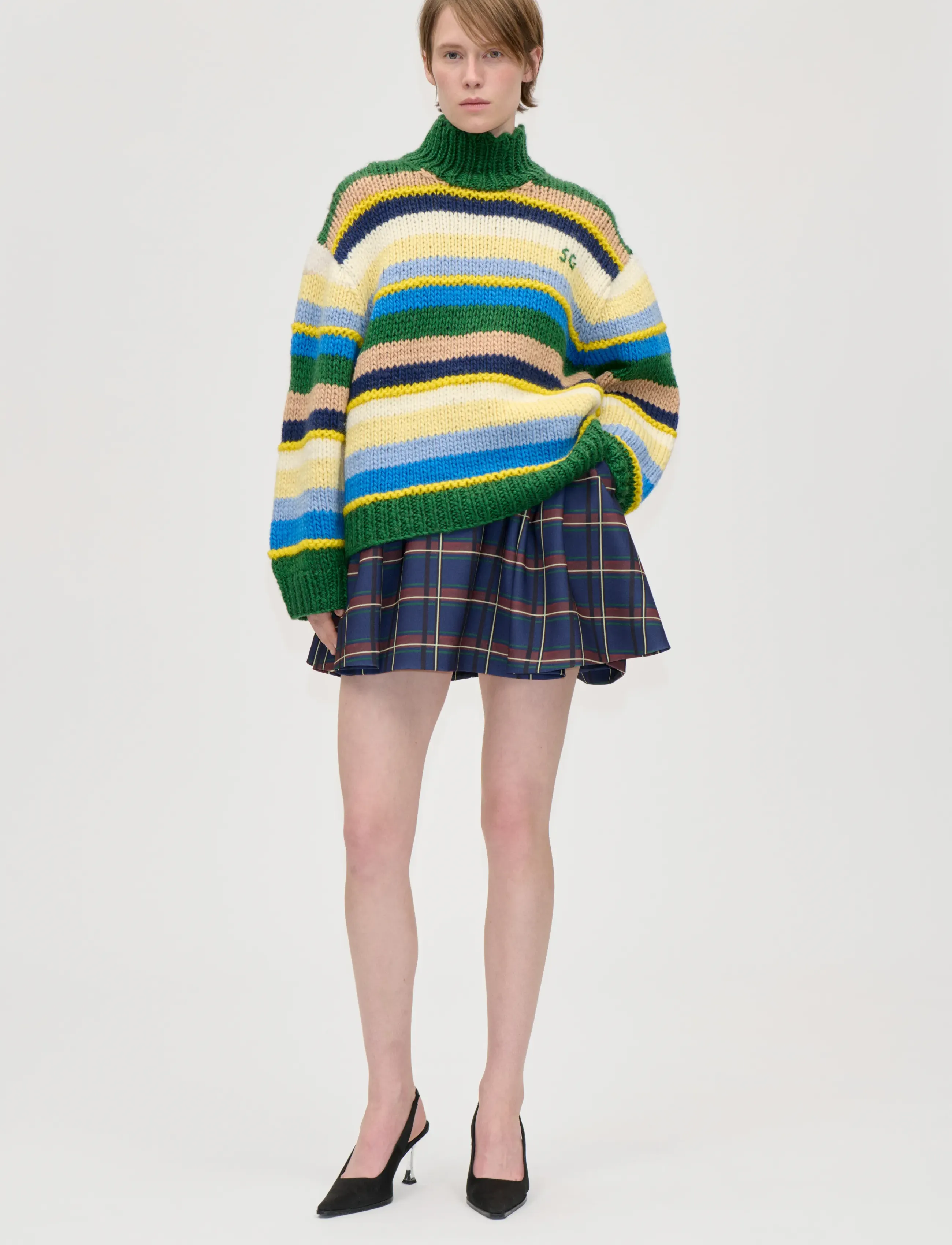STINE GOYA - 2497 Handknit, Handknit Turtleneck - bold multi-stripes - 0