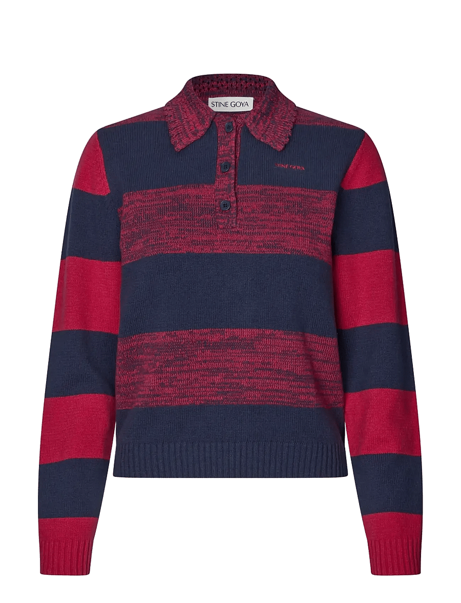 STINE GOYA - 2386 Cotton Mix, Mix Stripe Polo Co - pullover - multistripes red mix - 1