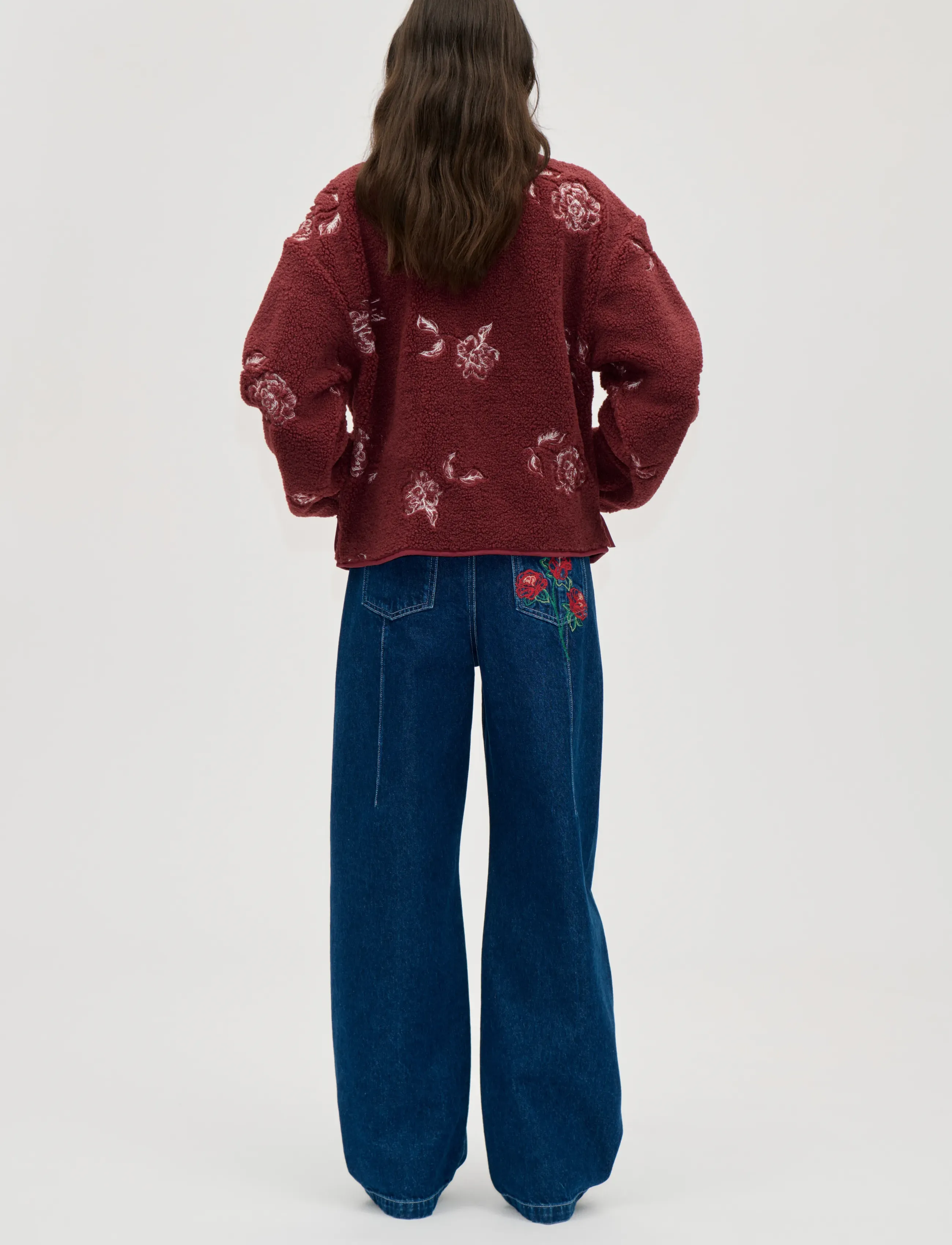 STINE GOYA - 2412 Fleece / Nylon, Casual Zipper - fleece & mellanlager - sketch of a rose - 3
