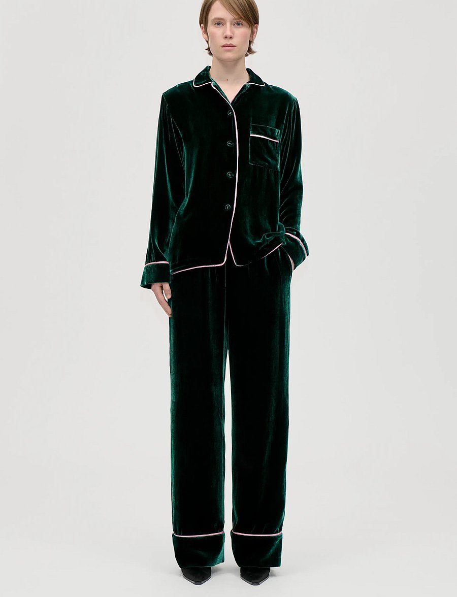STINE GOYA - 2465 Velvet, Pyjama Pants - pyjama pants - jade green / blush - 0