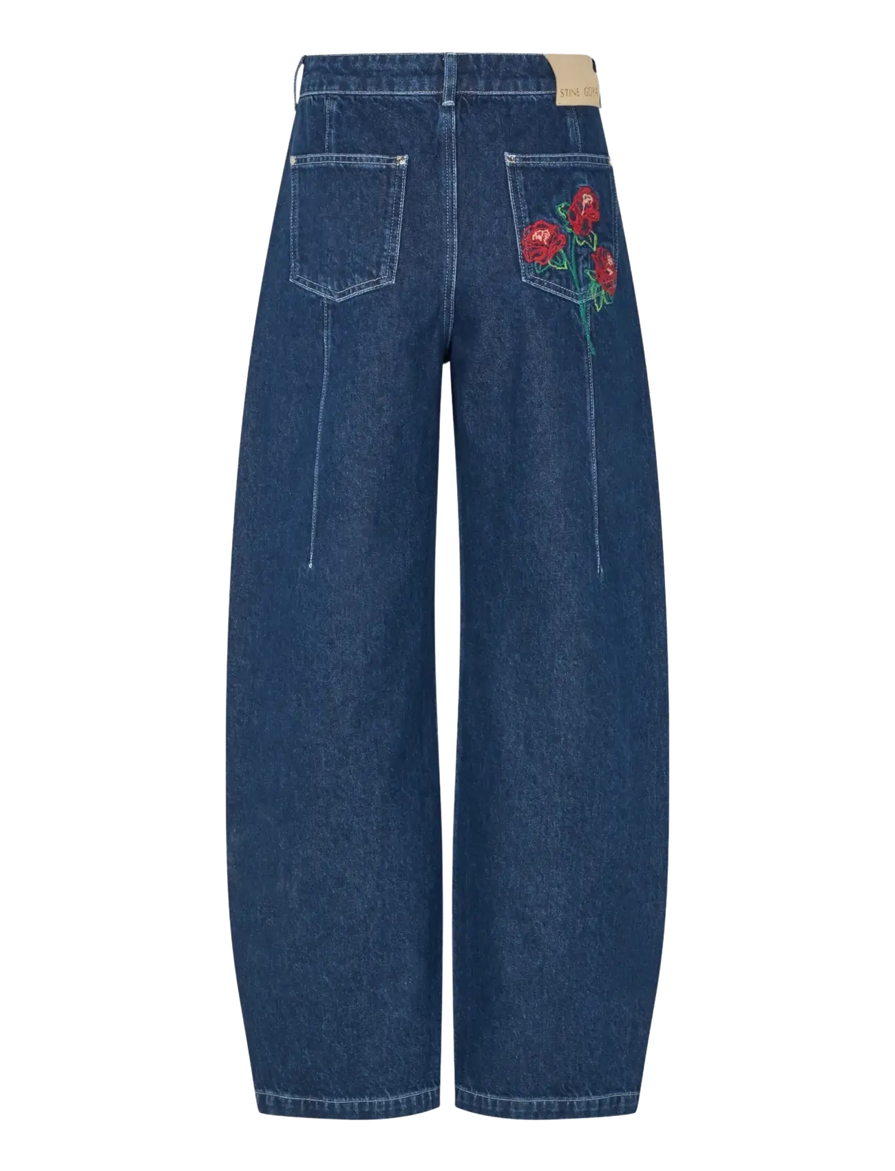 STINE GOYA - 2453 Double Rinse Denim, Barrel Fit - barrel jeans - rose embroidery - 2