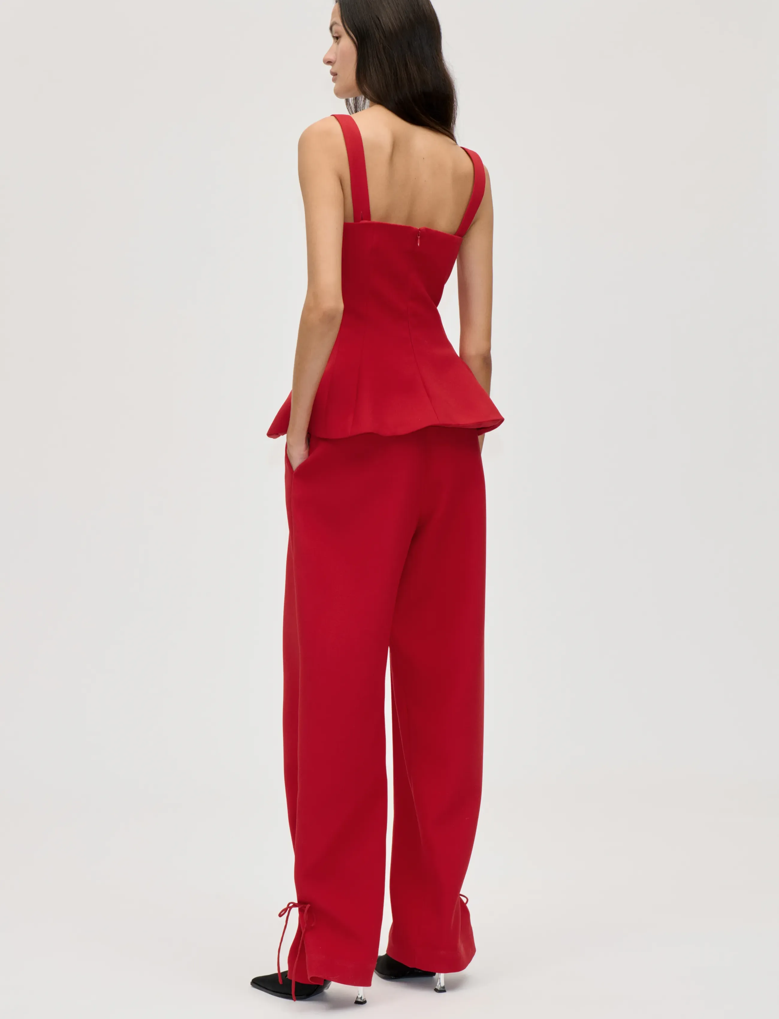 STINE GOYA - 2330 Double Sided Crepe, Elevated P - raka byxor - ruby red - 3