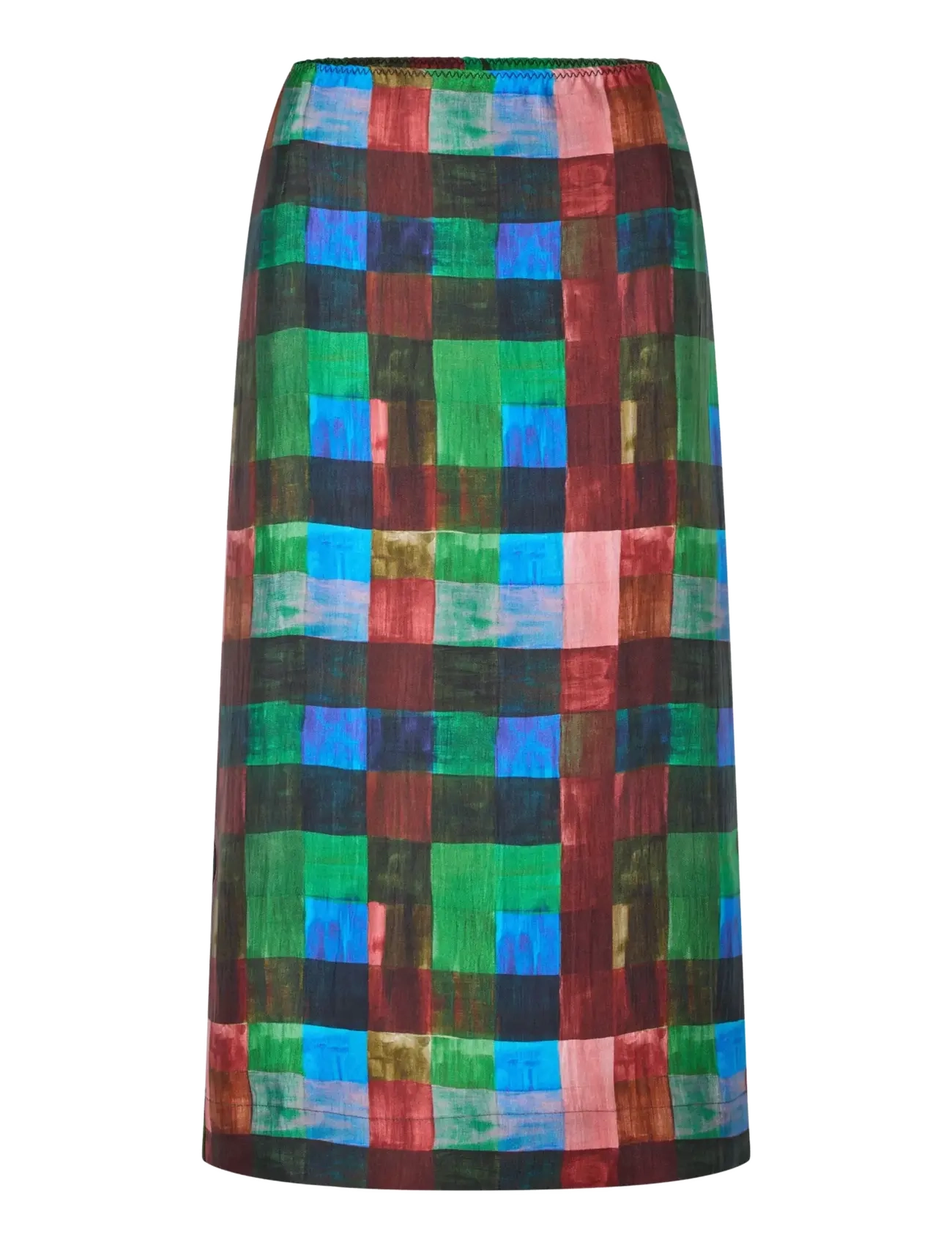 STINE GOYA 2568 Soft Woven, Midi Skirt With El - Danska märken - WATERCOLOR CHECKS / multi