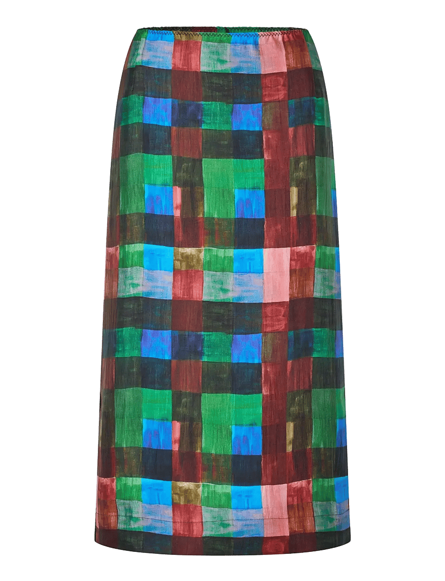 STINE GOYA - 2568 Soft Woven, Midi Skirt With El - midi kjolar - watercolor checks - 1