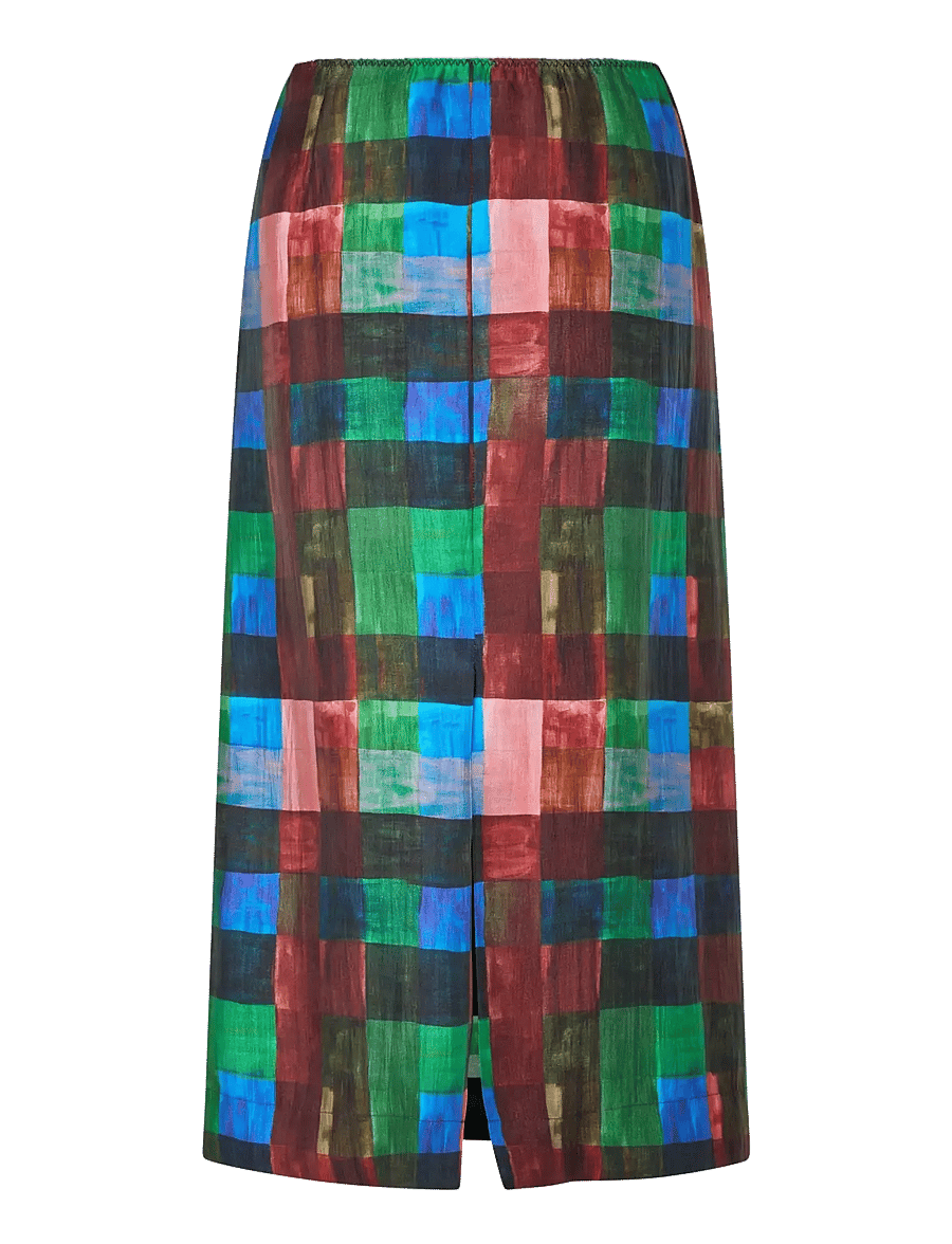 STINE GOYA - 2568 Soft Woven, Midi Skirt With El - midi kjolar - watercolor checks - 2