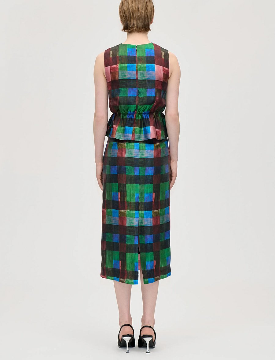 STINE GOYA - 2568 Soft Woven, Midi Skirt With El - midi kjolar - watercolor checks - 3