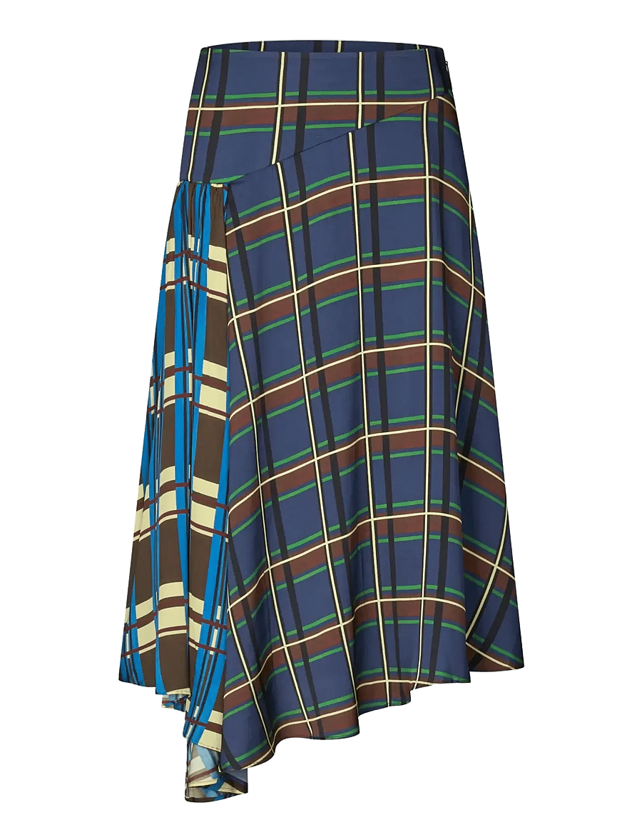 STINE GOYA - 2570 Fluid Silk Blend, Skirt Asymme - midi kjolar - crosschecks - 1
