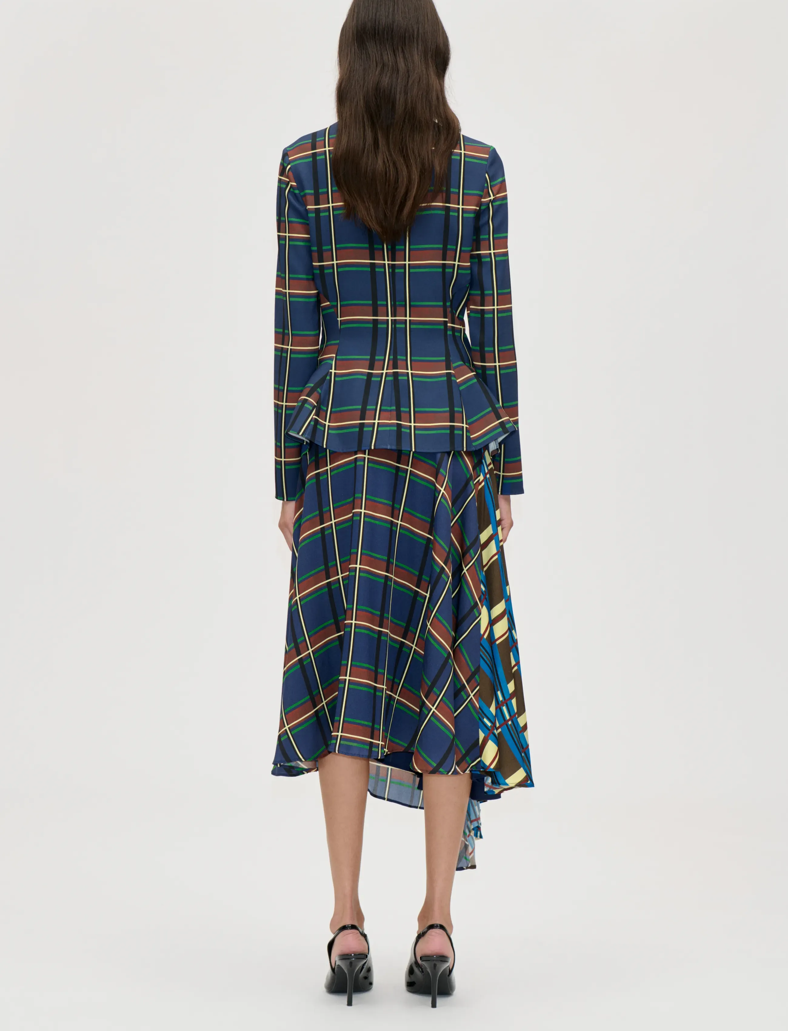 STINE GOYA - 2570 Fluid Silk Blend, Skirt Asymme - midi kjolar - crosschecks - 3