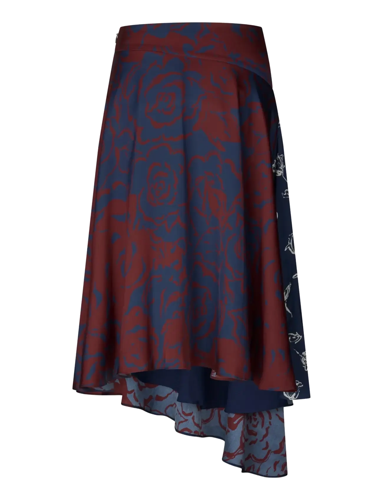 STINE GOYA - 2570 Fluid Silk Blend, Skirt Asymme - midi kjolar - graphic rose burgundy - 2