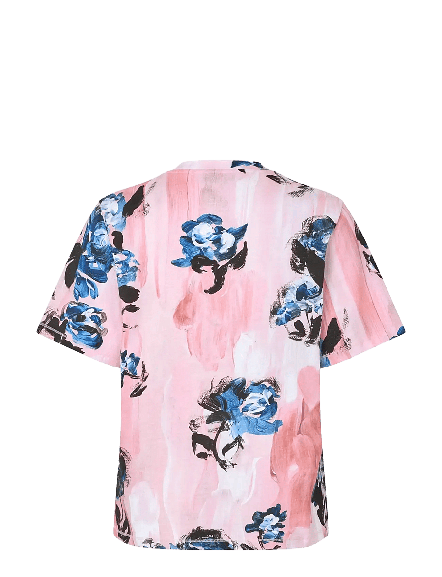 STINE GOYA - 2243 Light Jersey, Short Sleeve T-S - t-shirts - blue roses on blush - 2