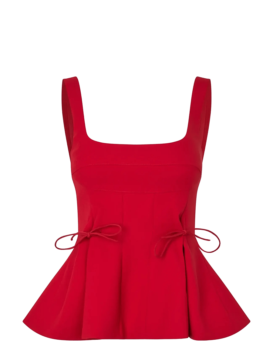 STINE GOYA - 2330 Double Sided Crepe, Sleeveless - linnen - ruby red - 1