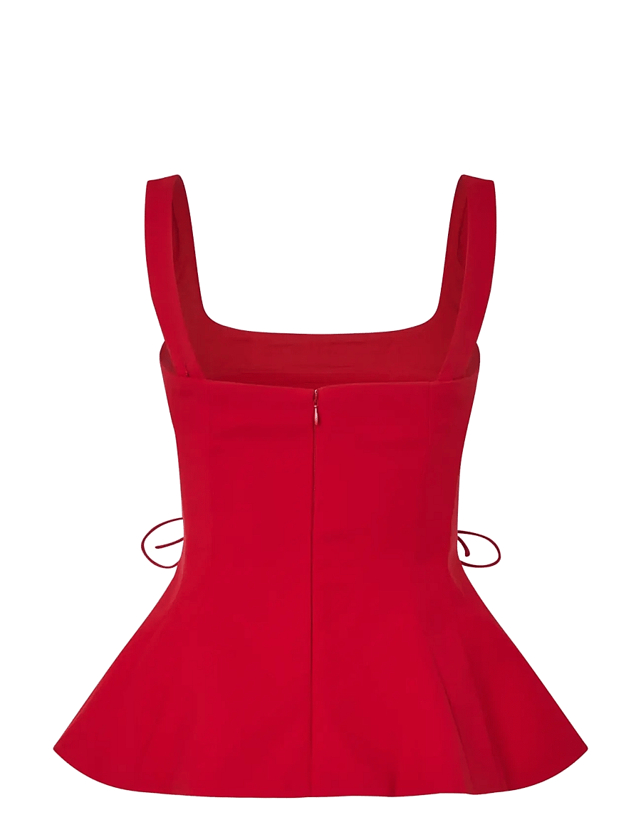 STINE GOYA - 2330 Double Sided Crepe, Sleeveless - linnen - ruby red - 2