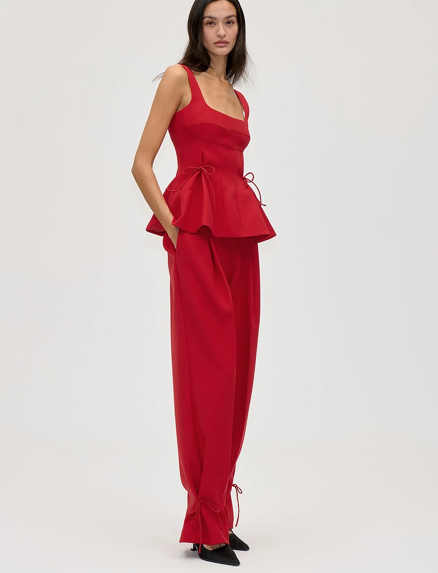 STINE GOYA - 2330 Double Sided Crepe, Sleeveless - linnen - ruby red - 0