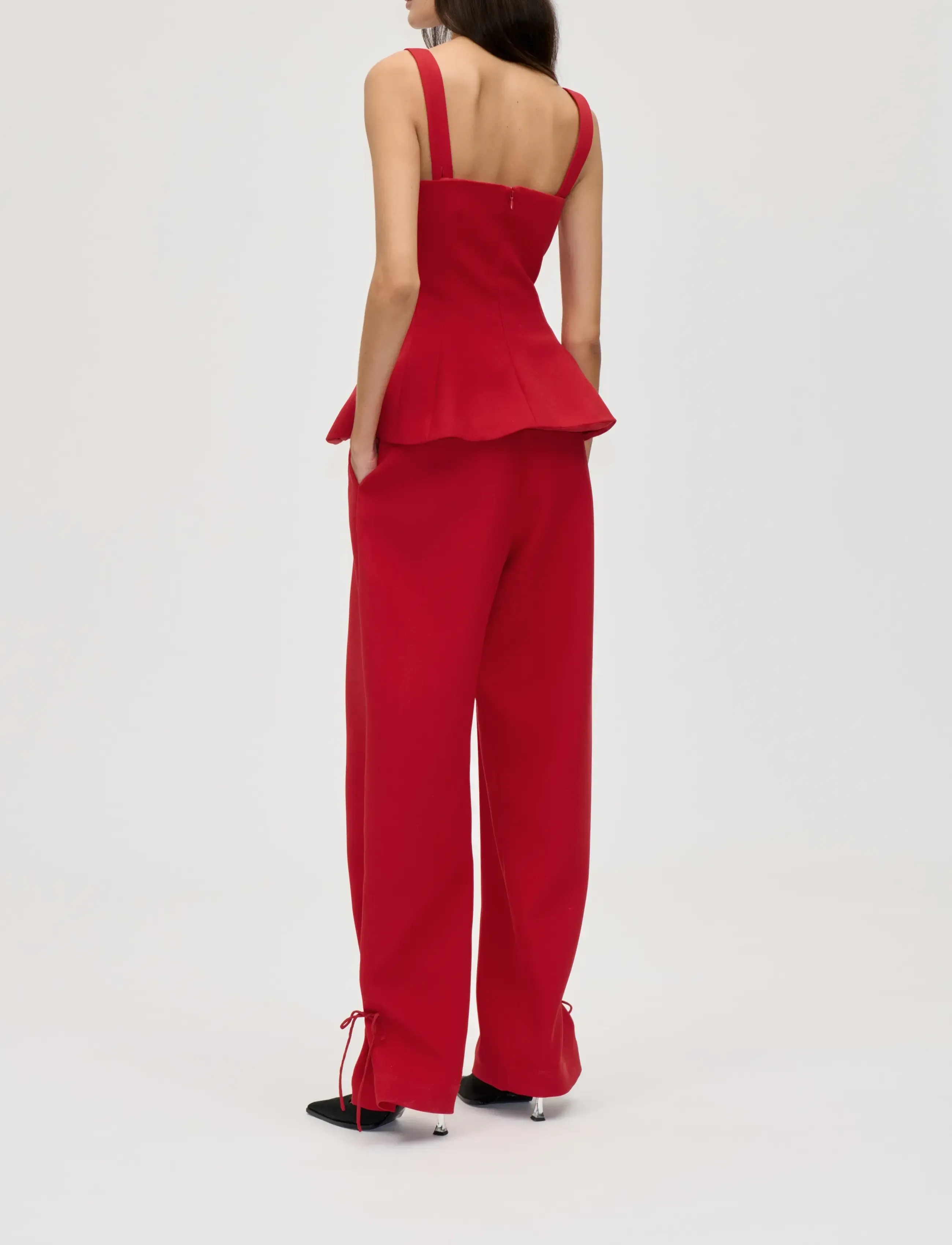 STINE GOYA - 2330 Double Sided Crepe, Sleeveless - linnen - ruby red - 3
