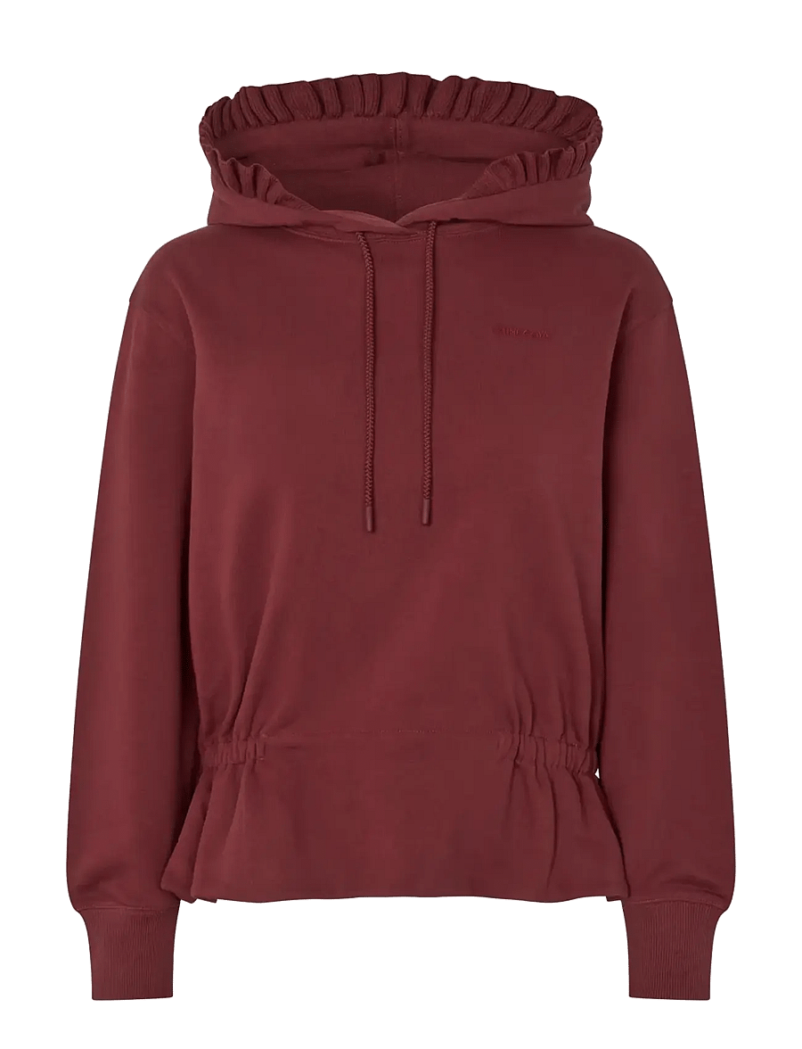 STINE GOYA - 2430 Terry, Ruffled Hoodie Sweatshi - speciella tillfällen - merlot - 1