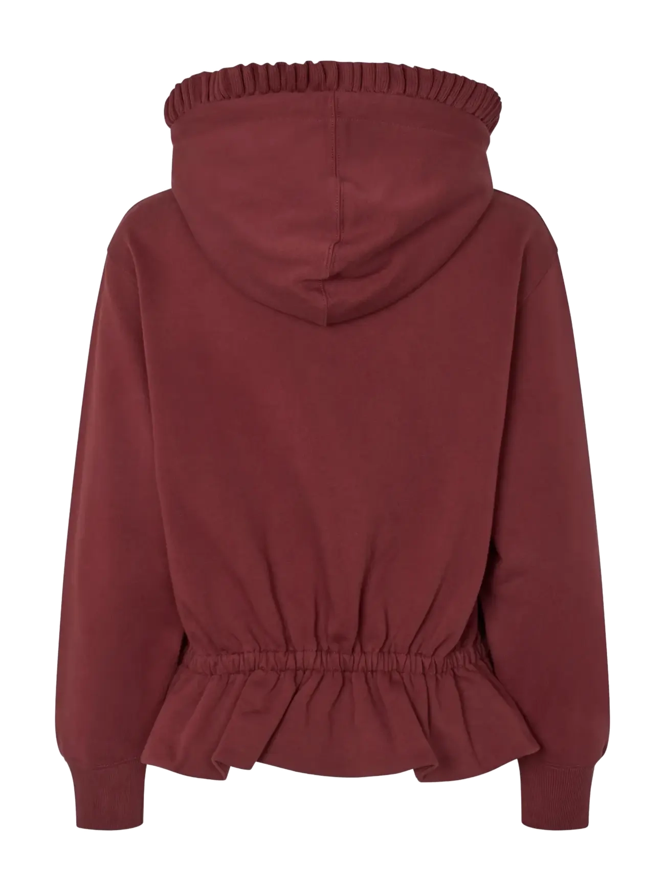 STINE GOYA - 2430 Terry, Ruffled Hoodie Sweatshi - speciella tillfällen - merlot - 2