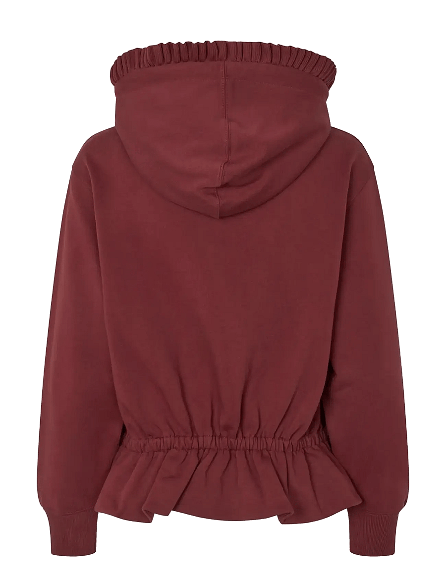 STINE GOYA - 2430 Terry, Ruffled Hoodie Sweatshi - speciella tillfällen - merlot - 2
