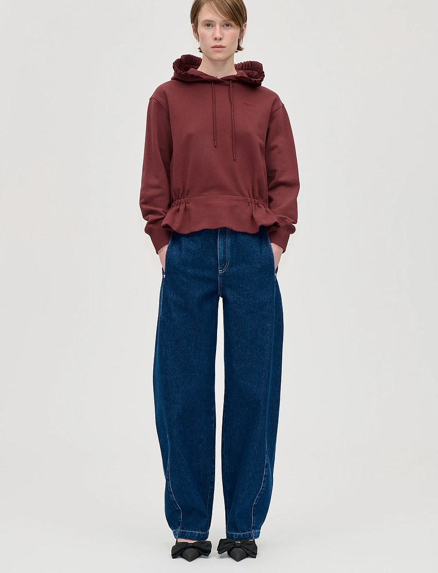 STINE GOYA - 2430 Terry, Ruffled Hoodie Sweatshi - speciella tillfällen - merlot - 0