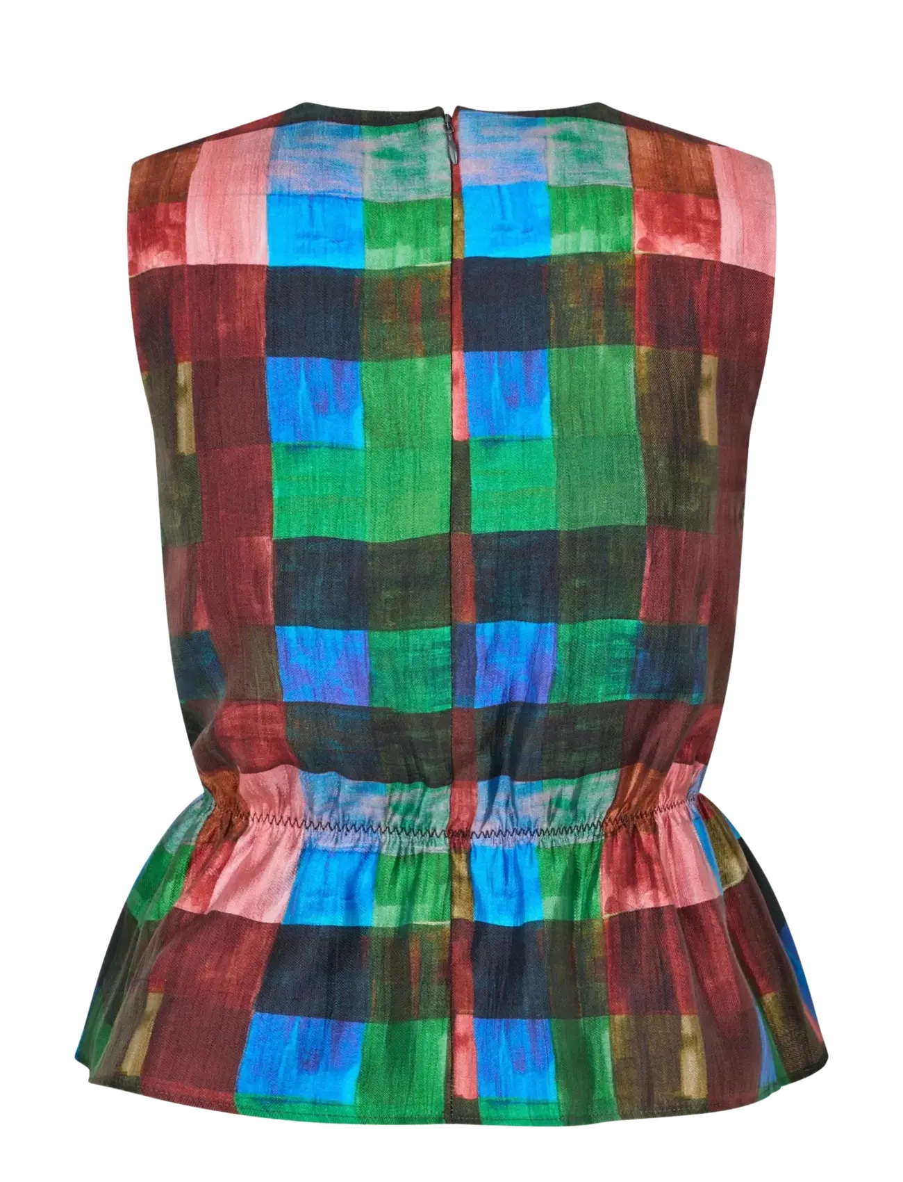 STINE GOYA 2568 Soft Woven, Top With Cinched W - Danska märken - WATERCOLOR CHECKS / multi