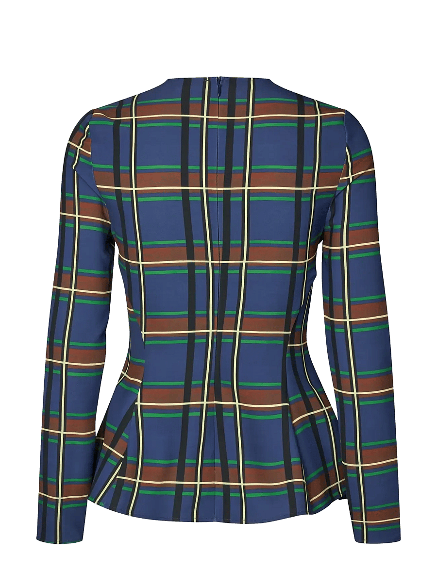 STINE GOYA - 2591 Twill Cady, Gathered Peplum To - long-sleeved tops - crosschecks - 2