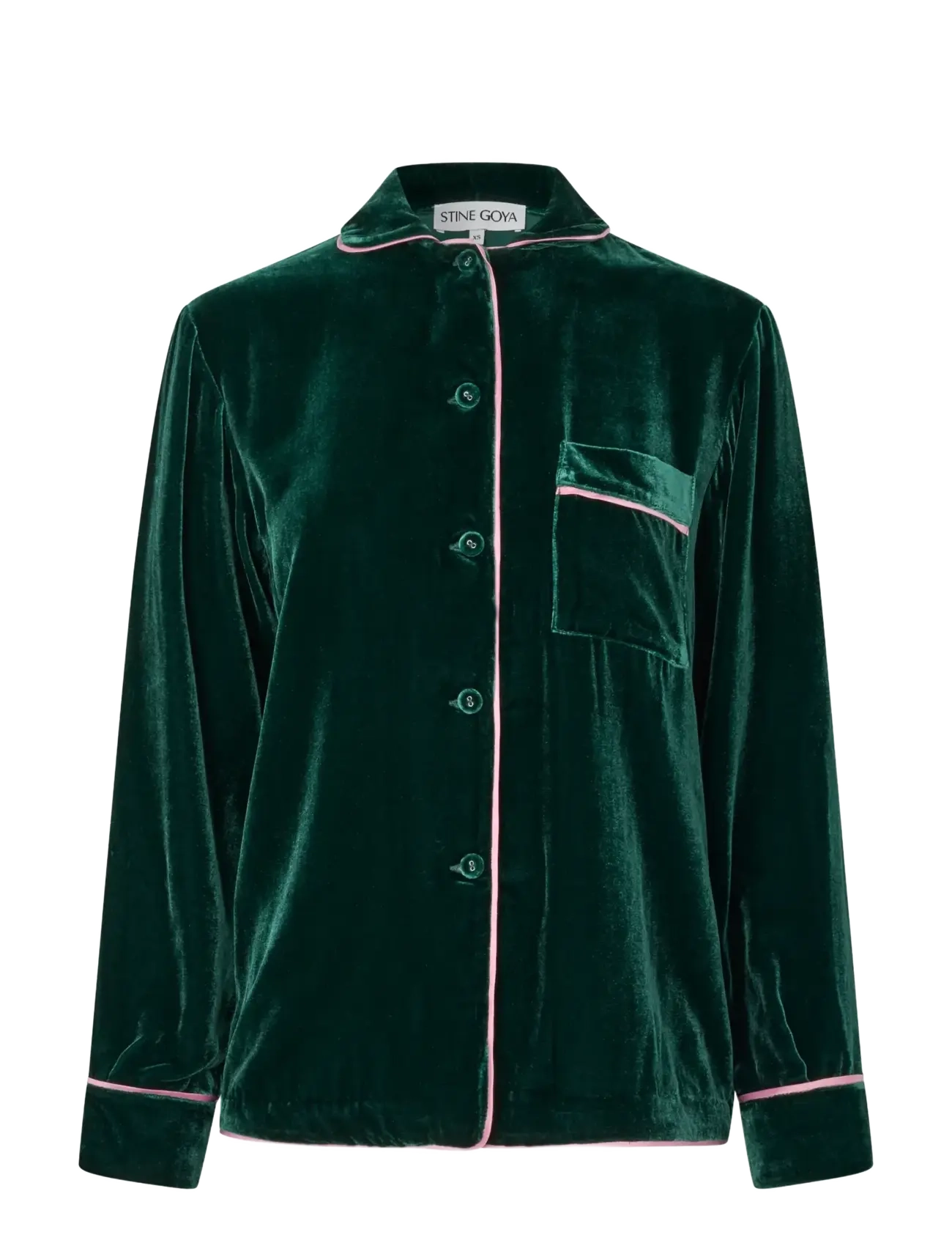 STINE GOYA 2465 Velvet, Pyjama Shirt - Fashion Trends - JADE GREEN / BLUSH / green