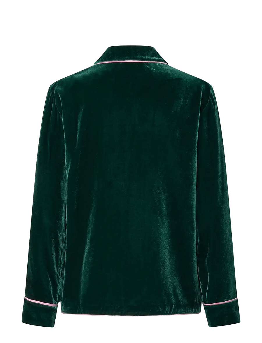 STINE GOYA - 2465 Velvet, Pyjama Shirt - tops - jade green / blush - 2