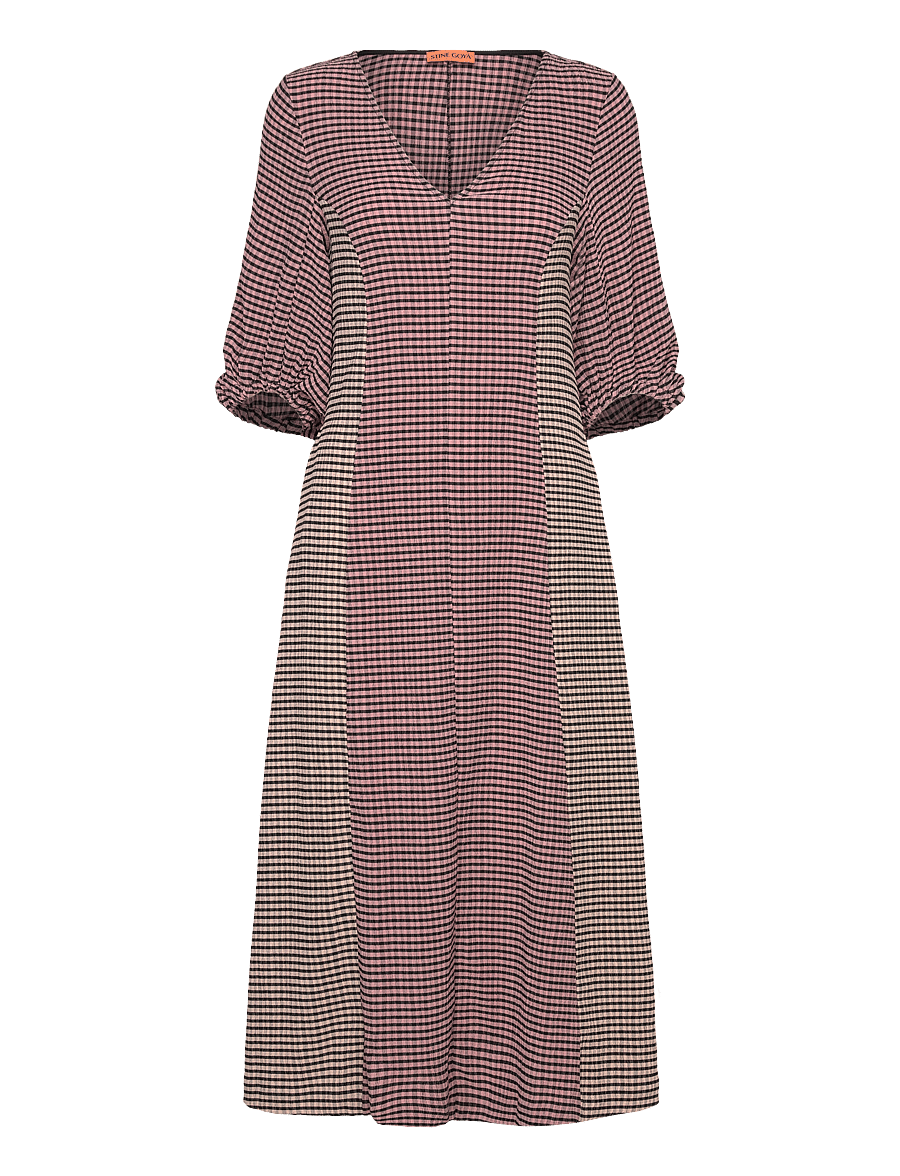 STINE GOYA - 2247 Patchwork Jersey, Three-Quarte - robes midi - pink/black - 0