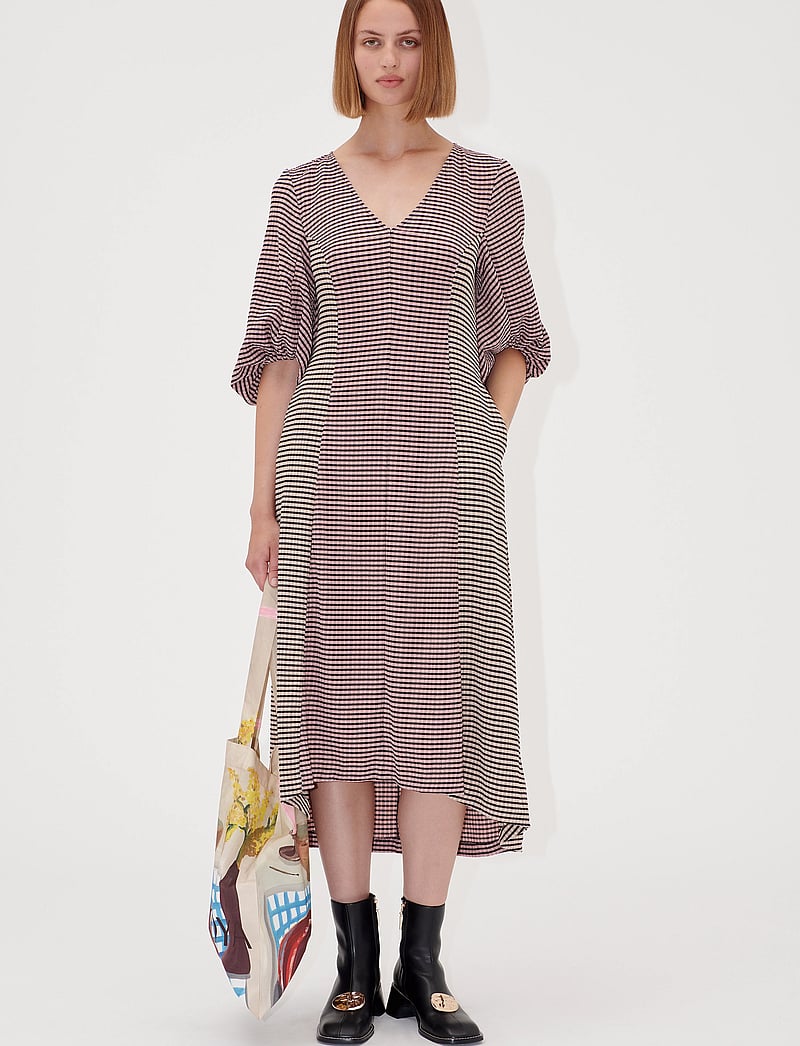 STINE GOYA - 2247 Patchwork Jersey, Three-Quarte - midimekot - pink/black - 2