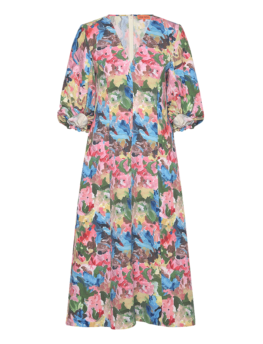STINE GOYA - 2259 Structure Stretch, 3/4 Sleeve - midiklänningar - loves me, loves me not - 0