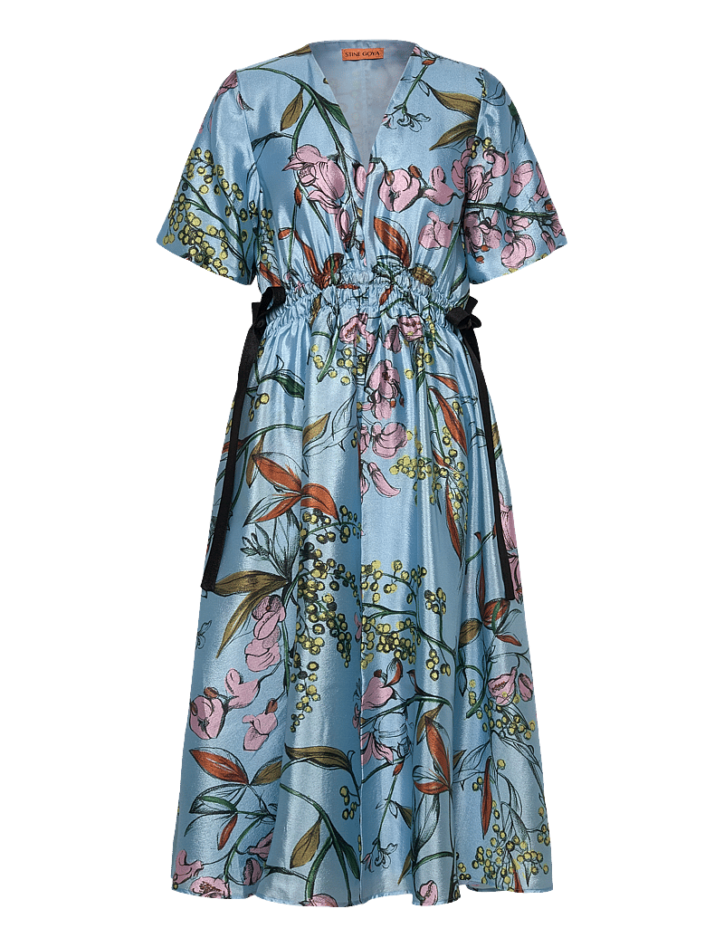 STINE GOYA - 2067 Flat Textured Poly, V-Neck Wai - sommerkjoler - spring mimosa - 0