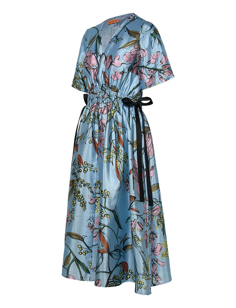 STINE GOYA - 2067 Flat Textured Poly, V-Neck Wai - sommerkjoler - spring mimosa - 3