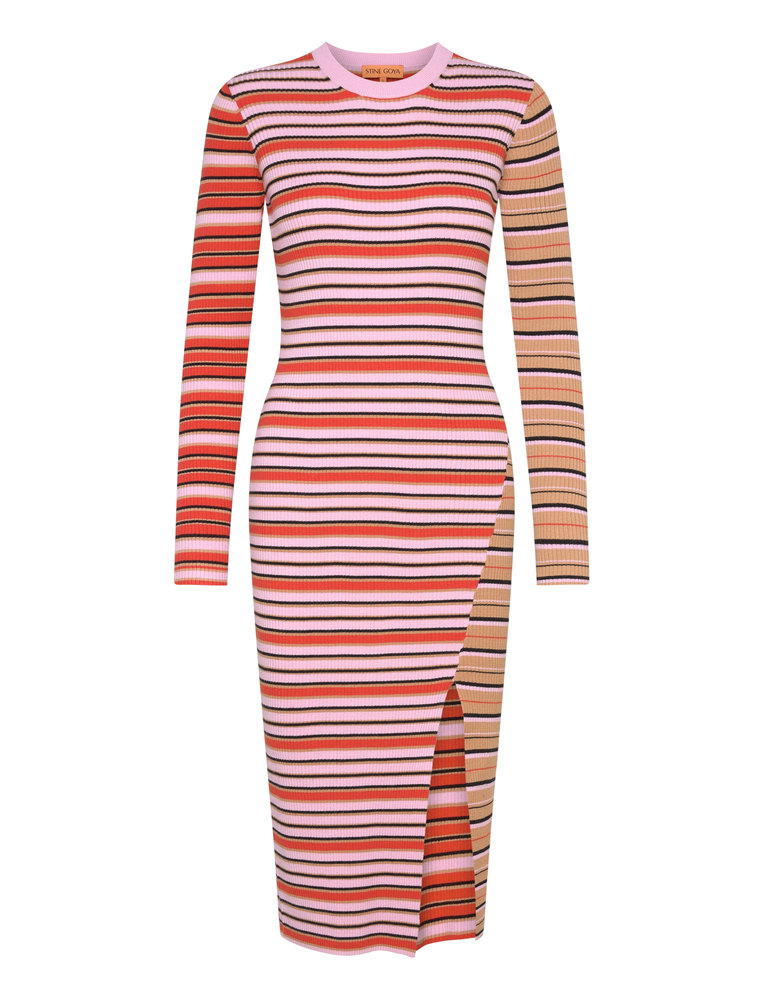 STINE GOYA 2356 Soft Rib, Long Sleeve Knit Dre, XL, Red, Designere > Knitted Dresses, Dame
