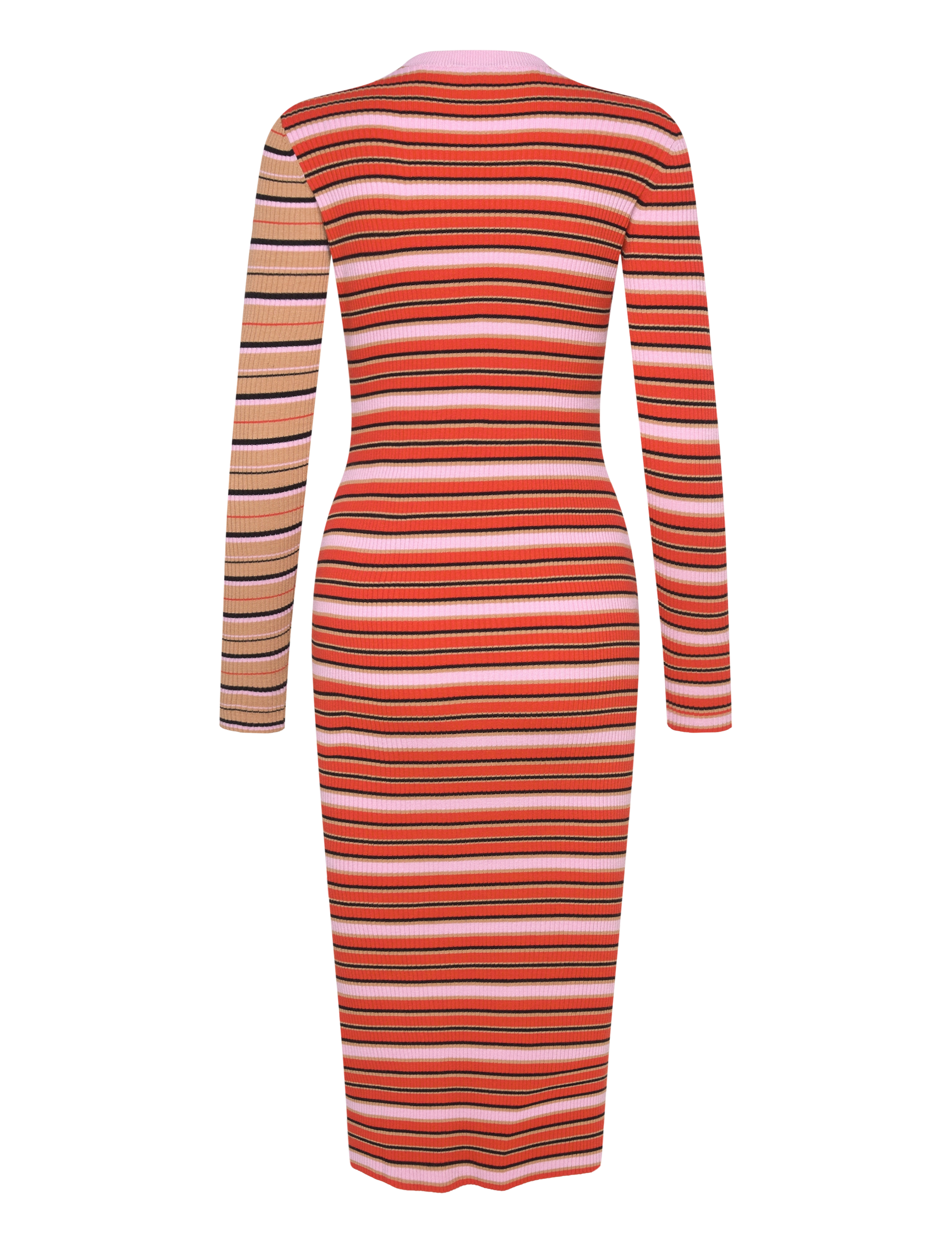 STINE GOYA - 2356 Soft Rib, Long Sleeve Knit Dre - knitted dresses - cream stripes / pink stripes - 1