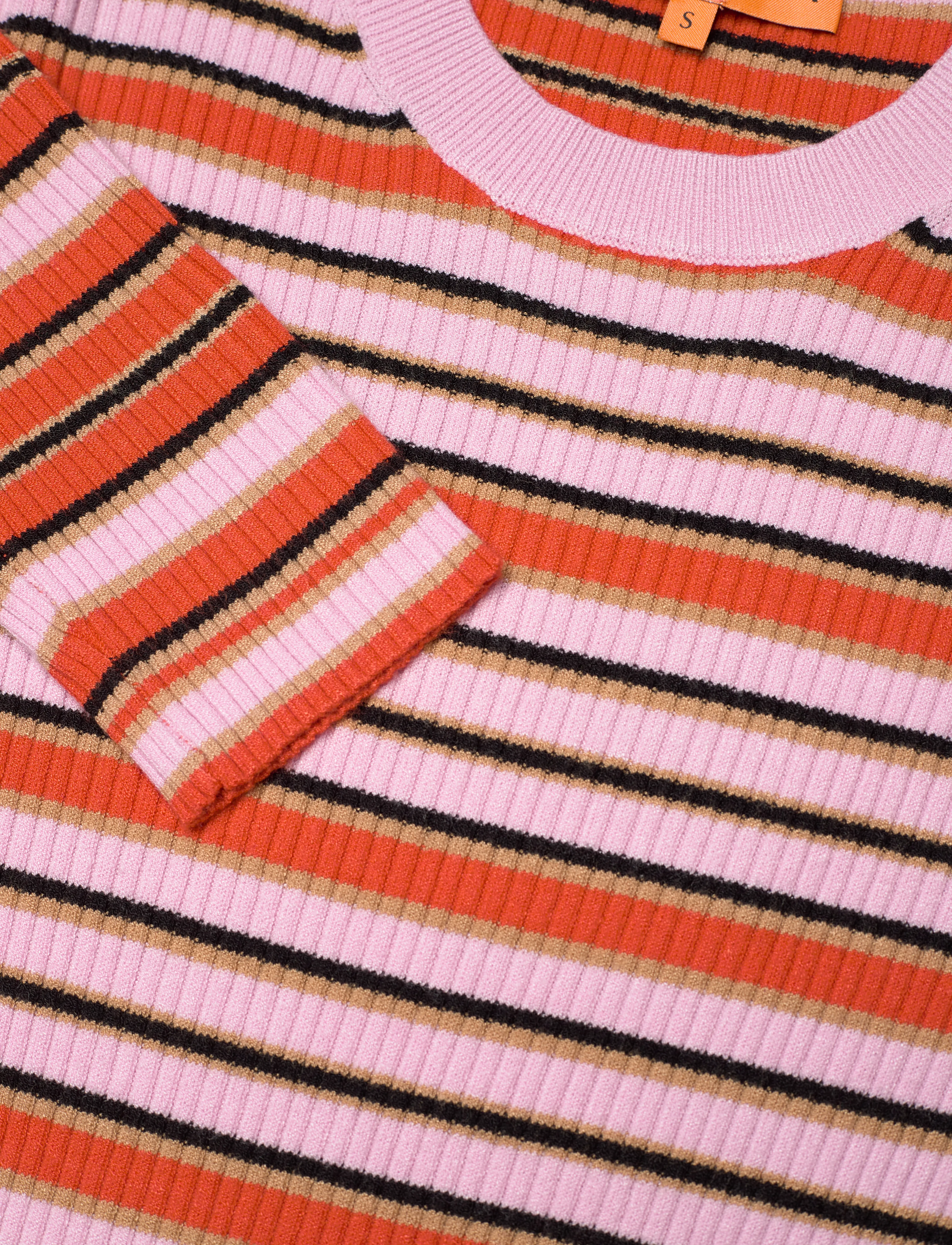 STINE GOYA - 2356 Soft Rib, Long Sleeve Knit Dre - knitted dresses - cream stripes / pink stripes - 4