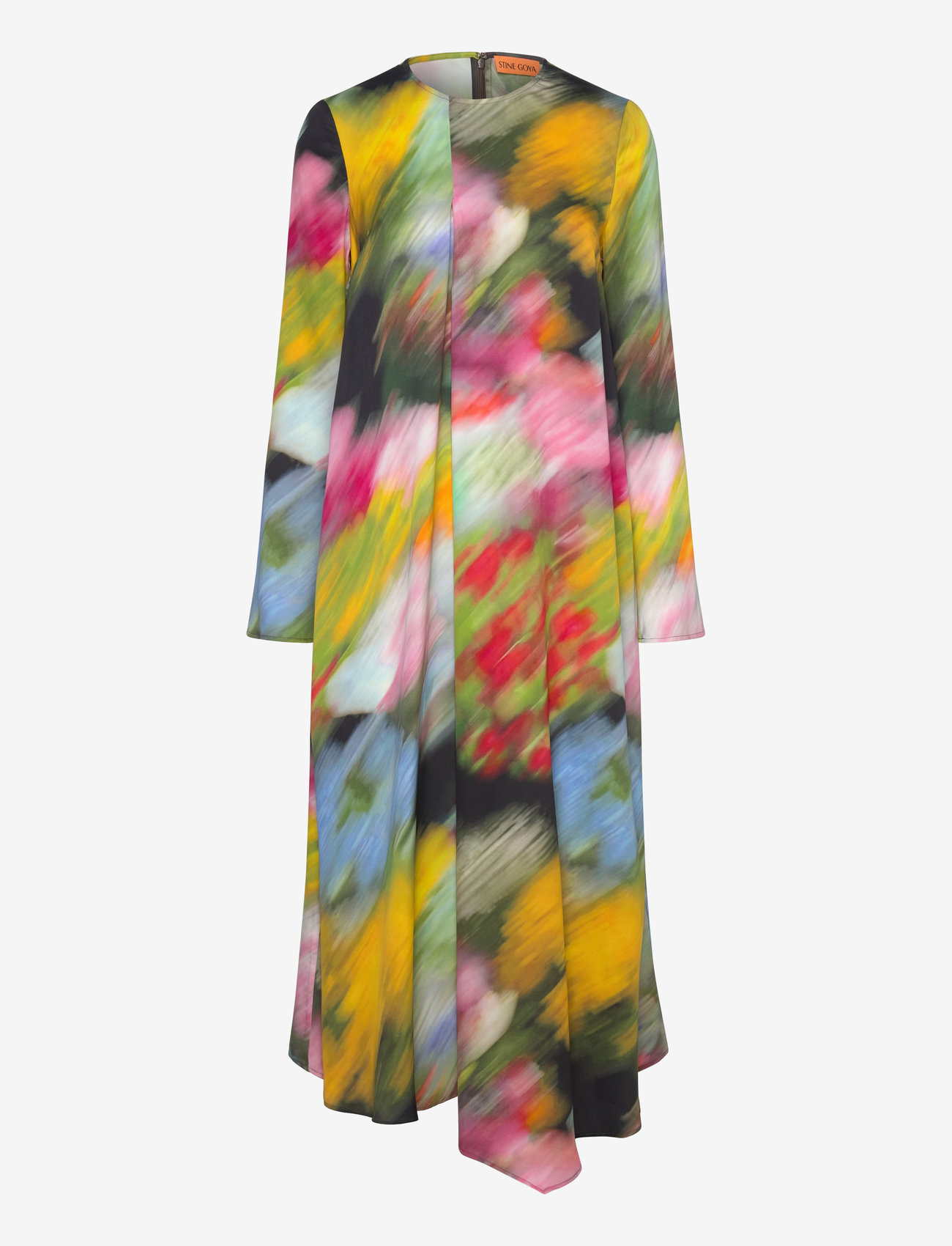 STINE GOYA - 2263 Dry Viscose, Draped Asymmetric - midi kjoler - liquid floral - 0