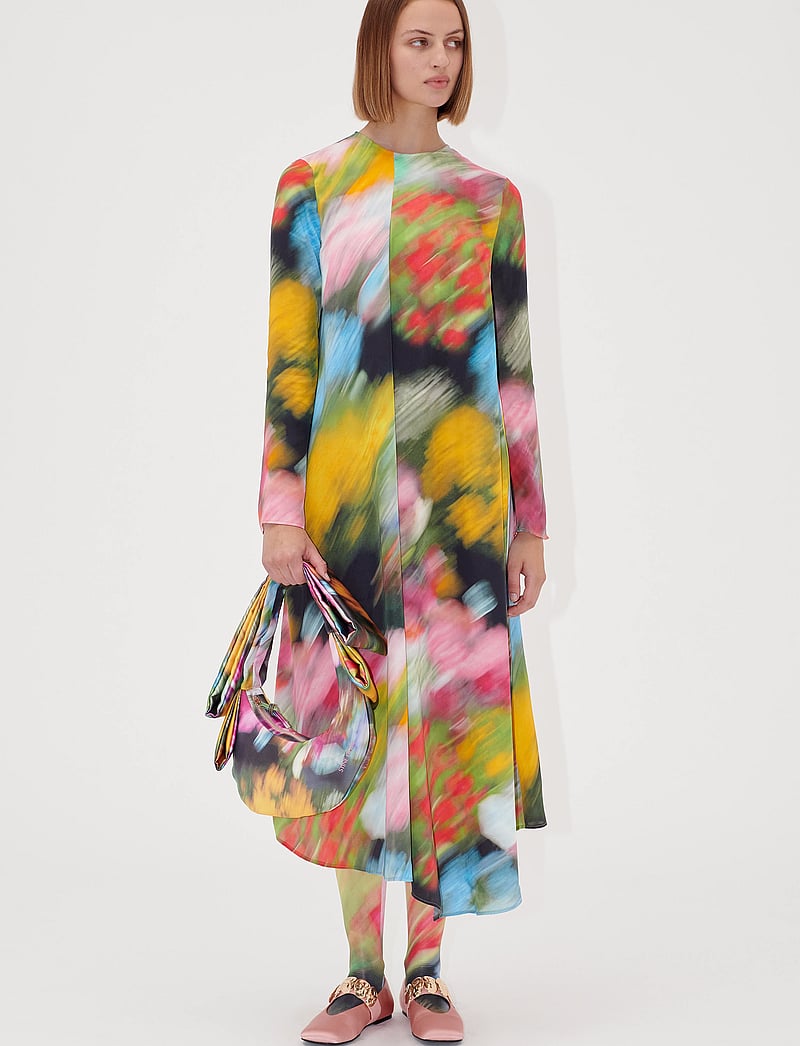 STINE GOYA - 2263 Dry Viscose, Draped Asymmetric - midi kjoler - liquid floral - 2