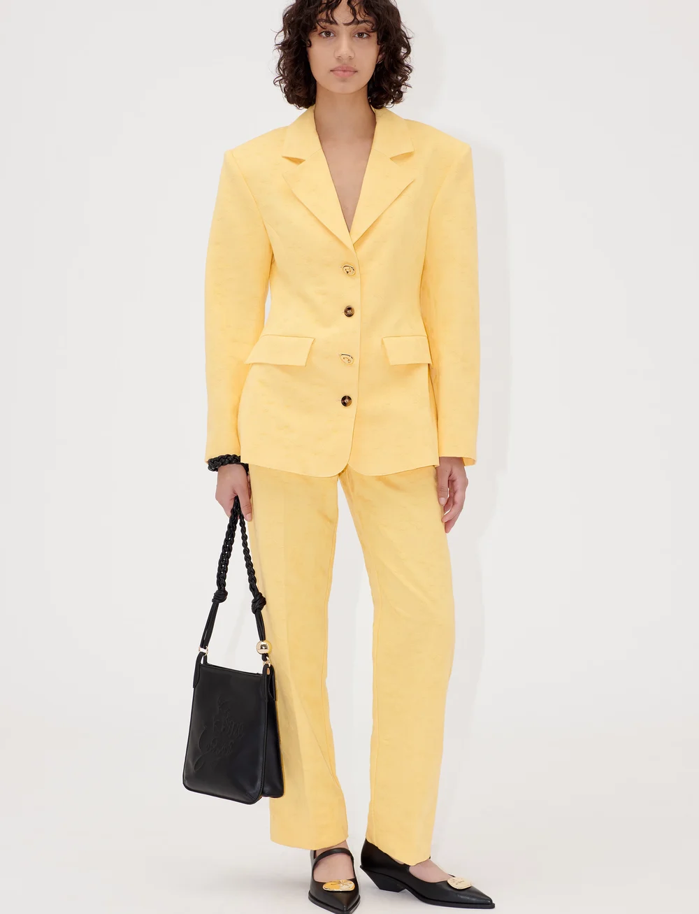 STINE GOYA - 2346 Textured Cotton Jacquard, Fitt - enkeltradede blazere - mimosa - 2