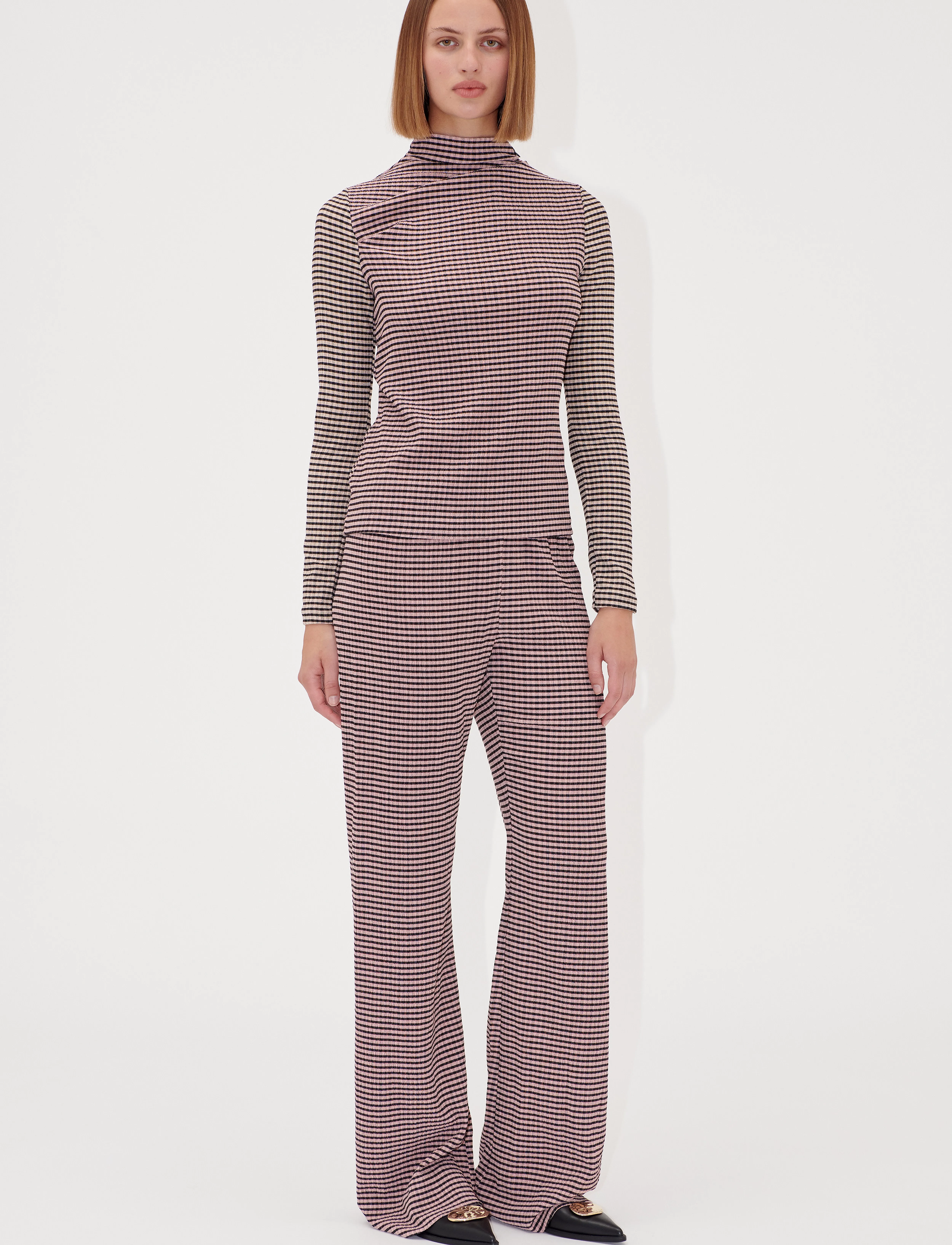 STINE GOYA - 2247 Patchwork Jersey, Elasticated - sweatpants - pink/black - 2