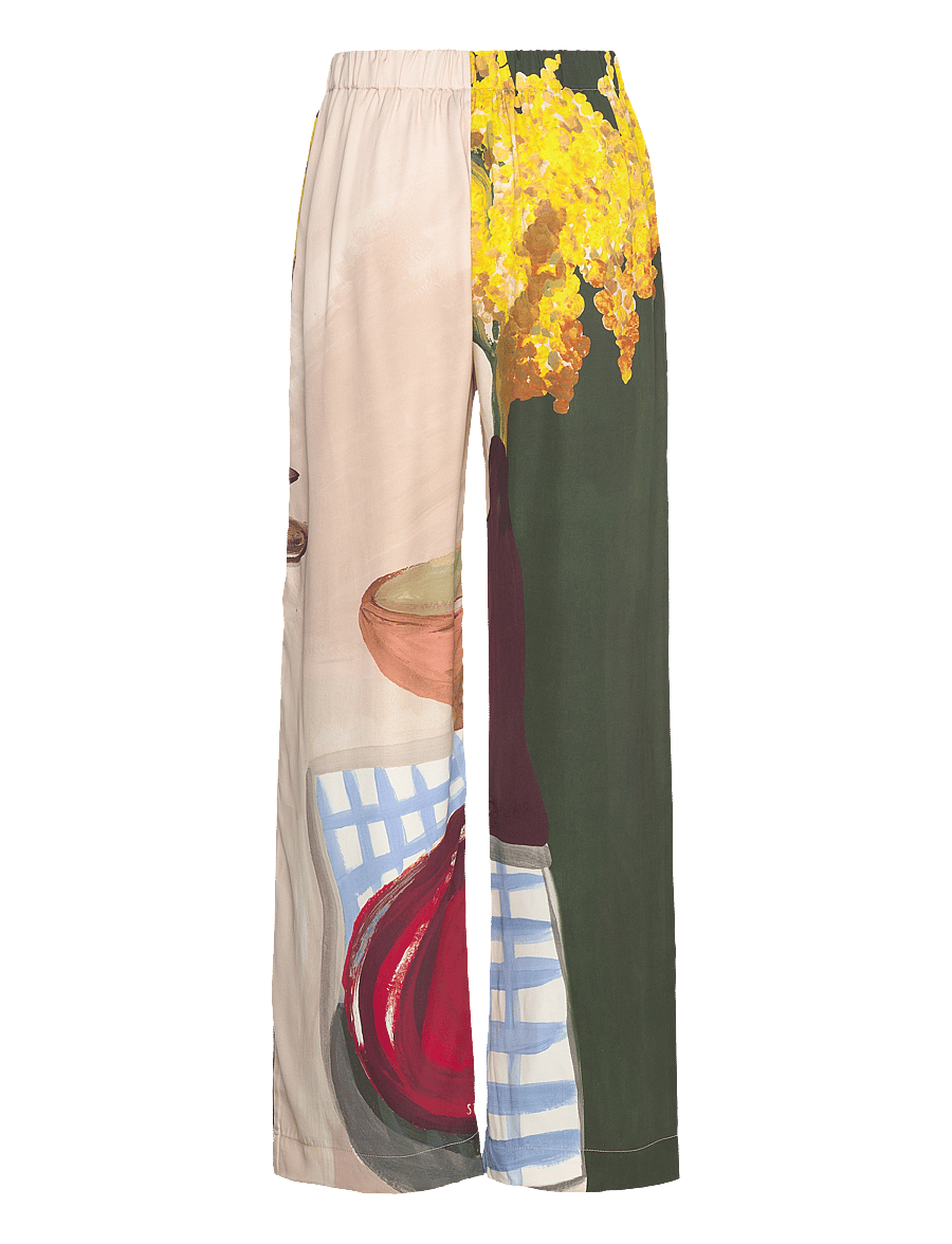 STINE GOYA - 2263 Dry Viscose, Elasticated Long - hosen mit weitem bein - lemons on a plate - 1