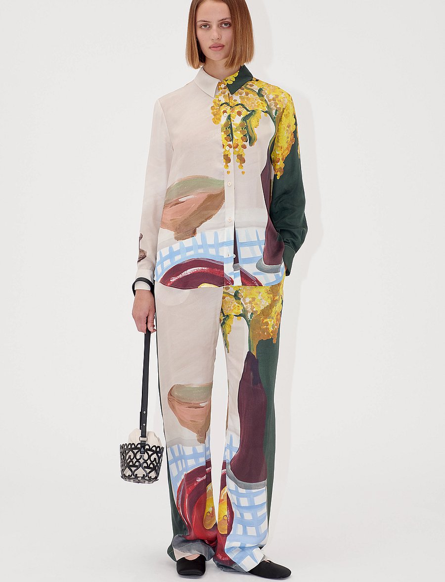 STINE GOYA - 2263 Dry Viscose, Elasticated Long - hosen mit weitem bein - lemons on a plate - 2