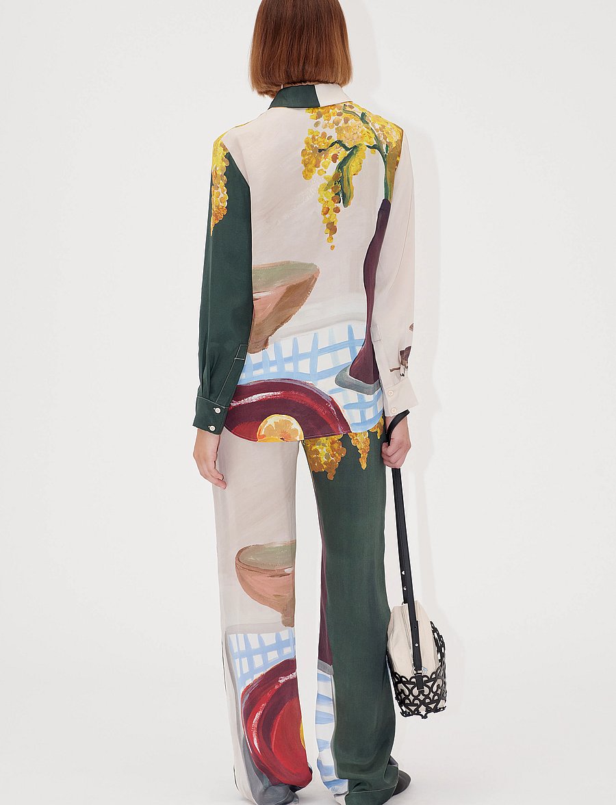 STINE GOYA - 2263 Dry Viscose, Elasticated Long - hosen mit weitem bein - lemons on a plate - 3