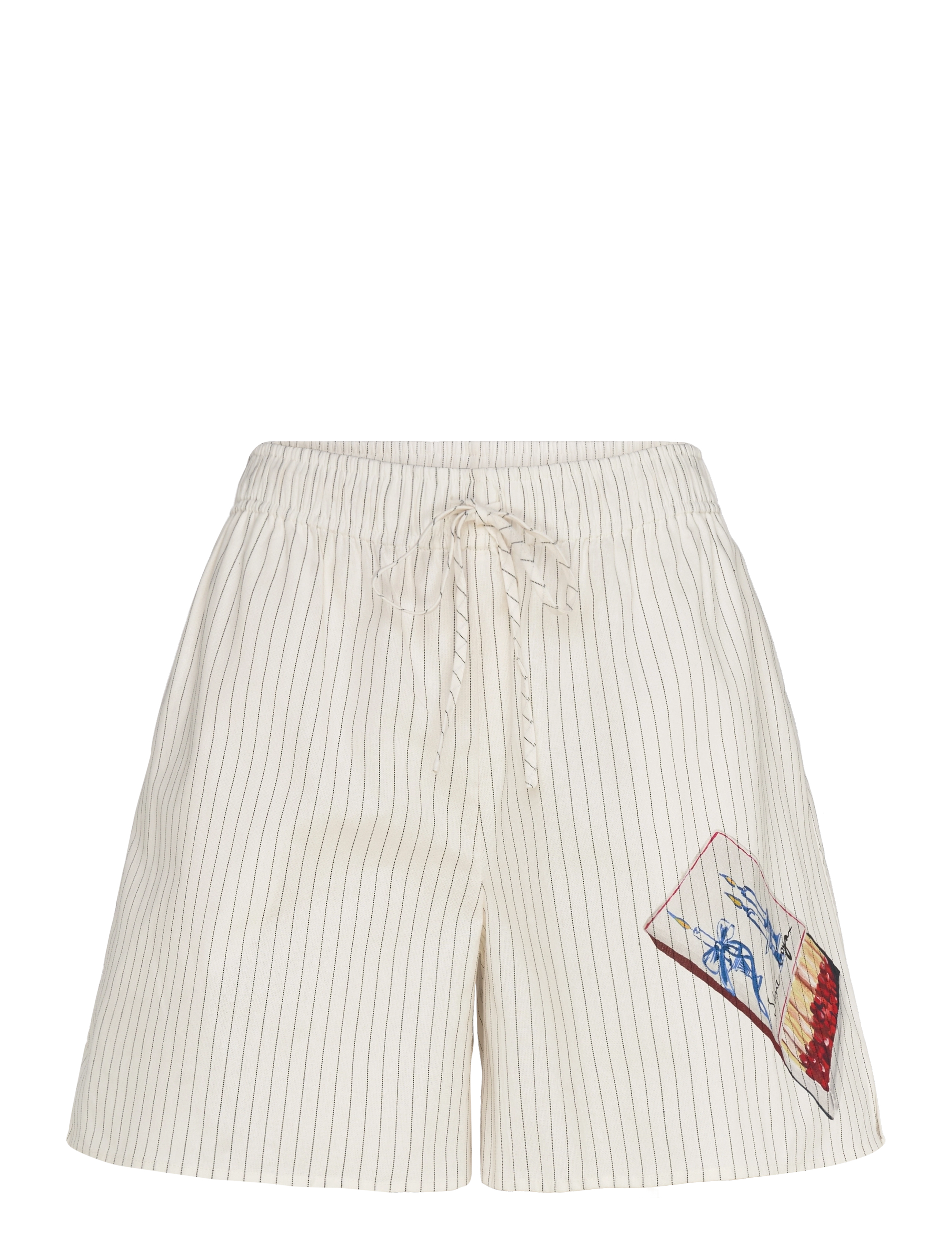 STINE GOYA 2339 Crisp Stripe Shirting, Elastic, Kvinder, Stribede Shorts med Elastik i Taljen, Hvid, Str: L