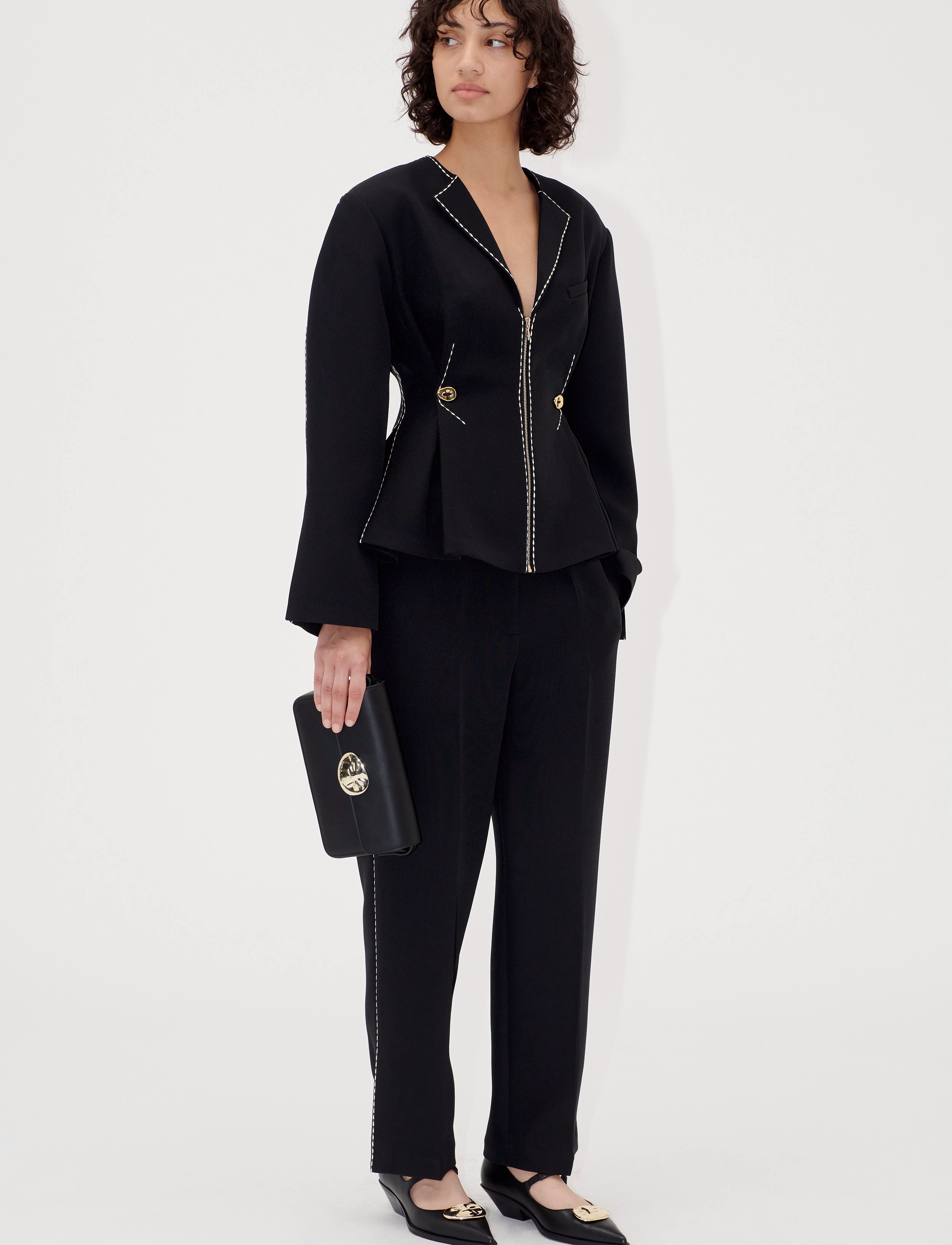 STINE GOYA - 2360 Structured Crepe, Straight Cro - pidulikud püksid - jet black - 4