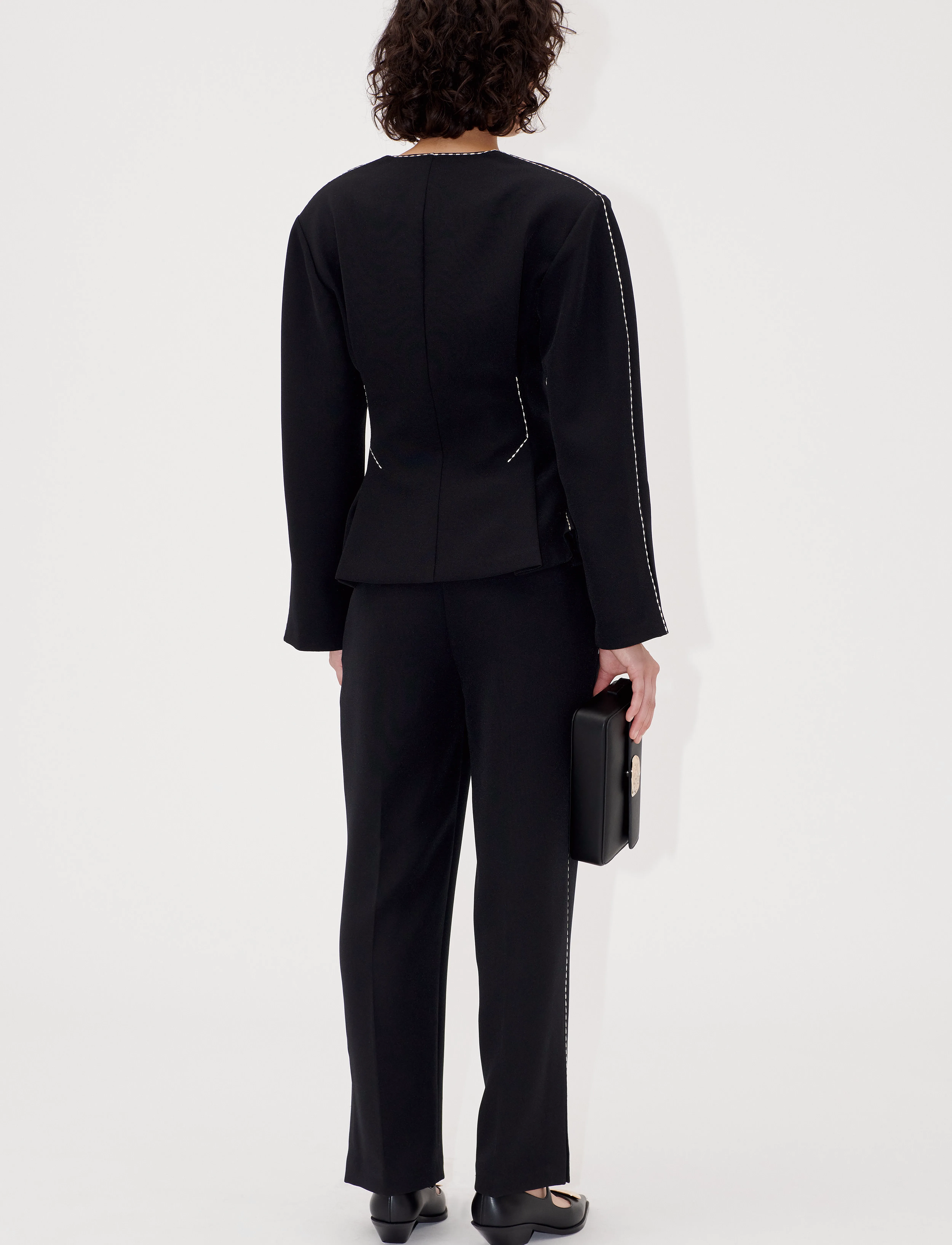 STINE GOYA - 2360 Structured Crepe, Straight Cro - pidulikud püksid - jet black - 5