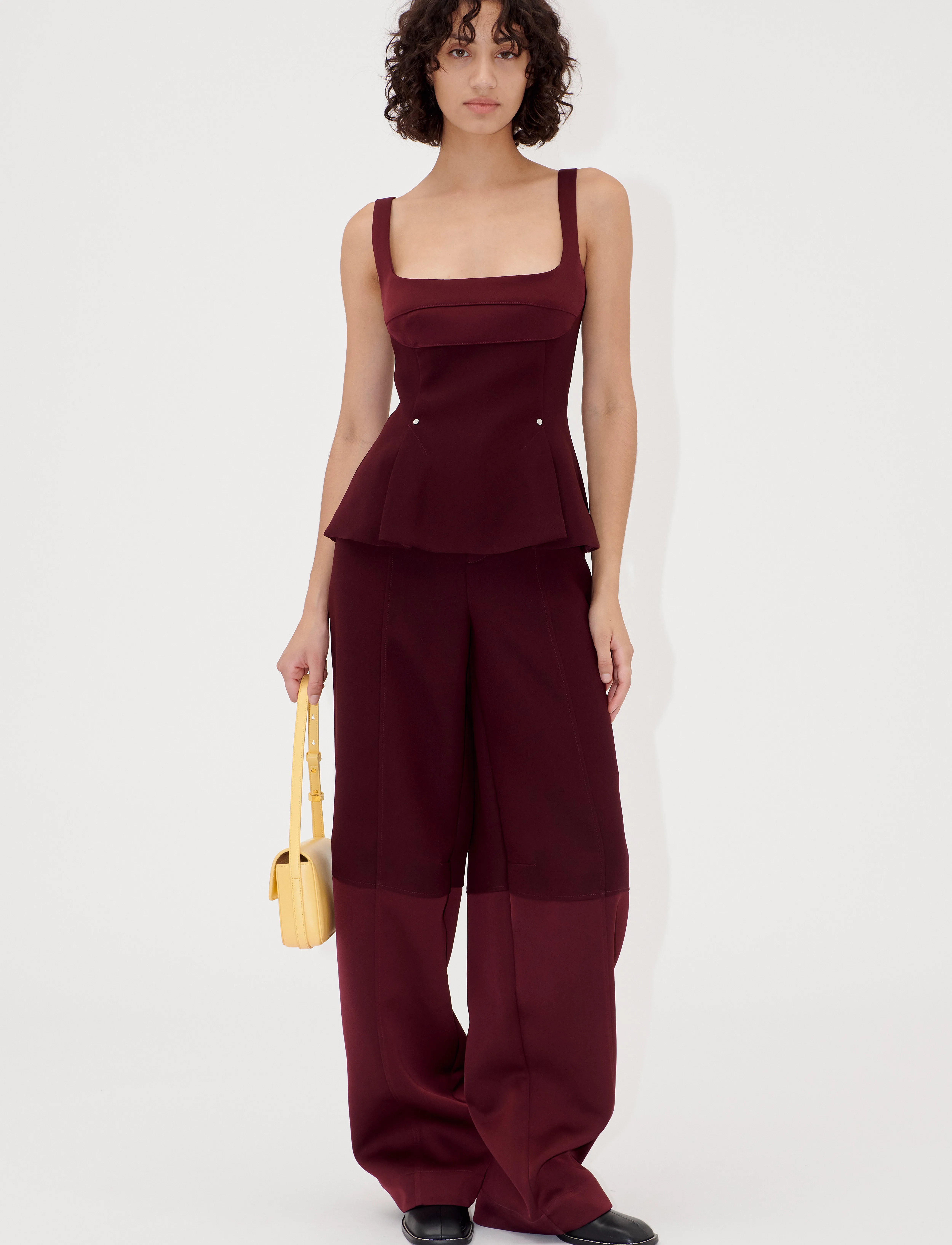 STINE GOYA - 2330 Double Sided Crepe, Structured - bukser med brede ben - aubergine - 2
