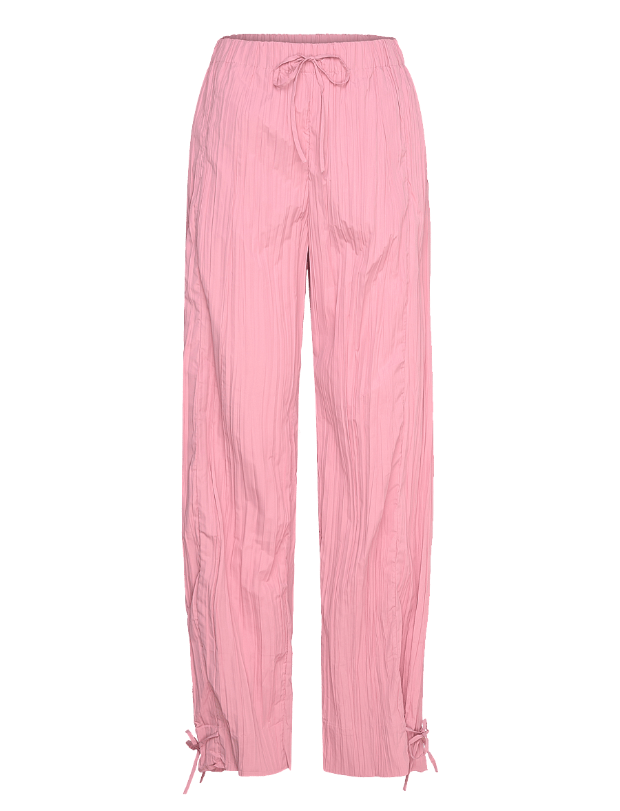 STINE GOYA - 2342 Pleated Poly, Loose Pants w/ Tie - sirge säärega püksid - pink nectar - 0