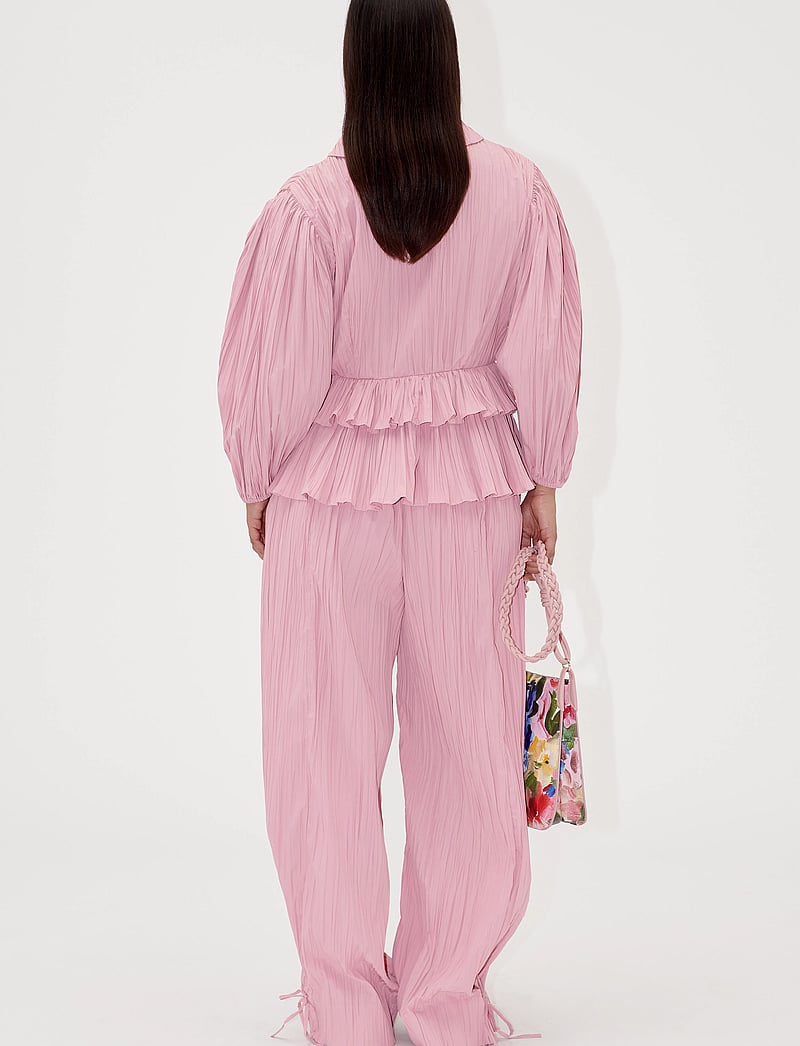 STINE GOYA - 2342 Pleated Poly, Loose Pants w/ Tie - straight leg hosen - pink nectar - 3