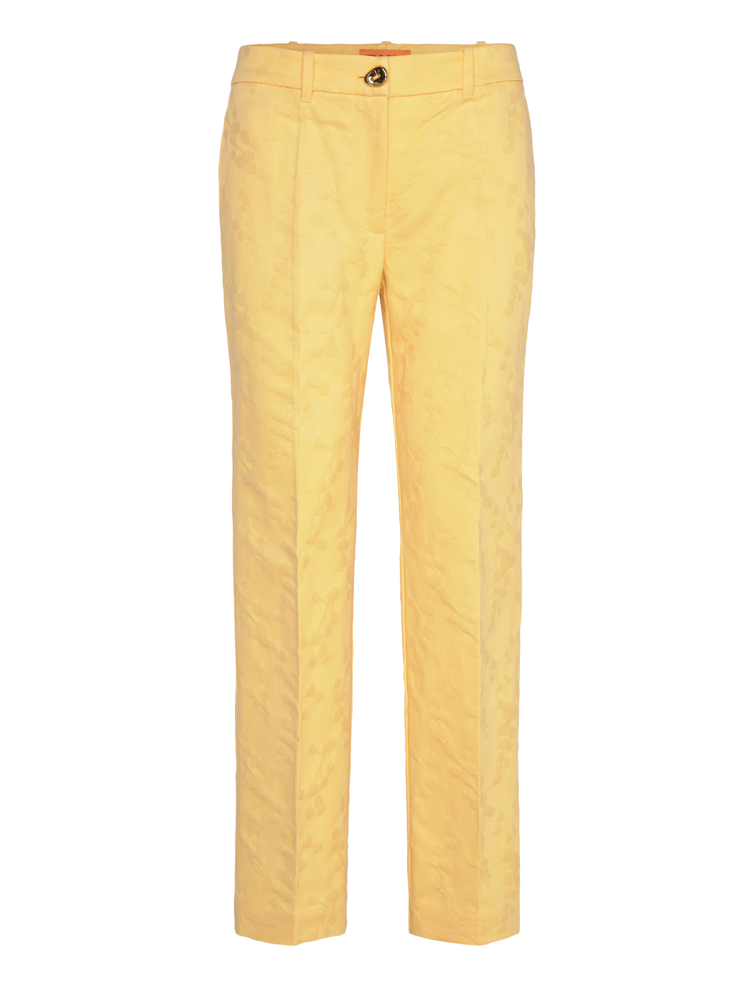 STINE GOYA 2346 Textured Cotton Jacquard, Stra, Kvinder, Teksturerede Ankelkorte Bukser, Gul, Str: M